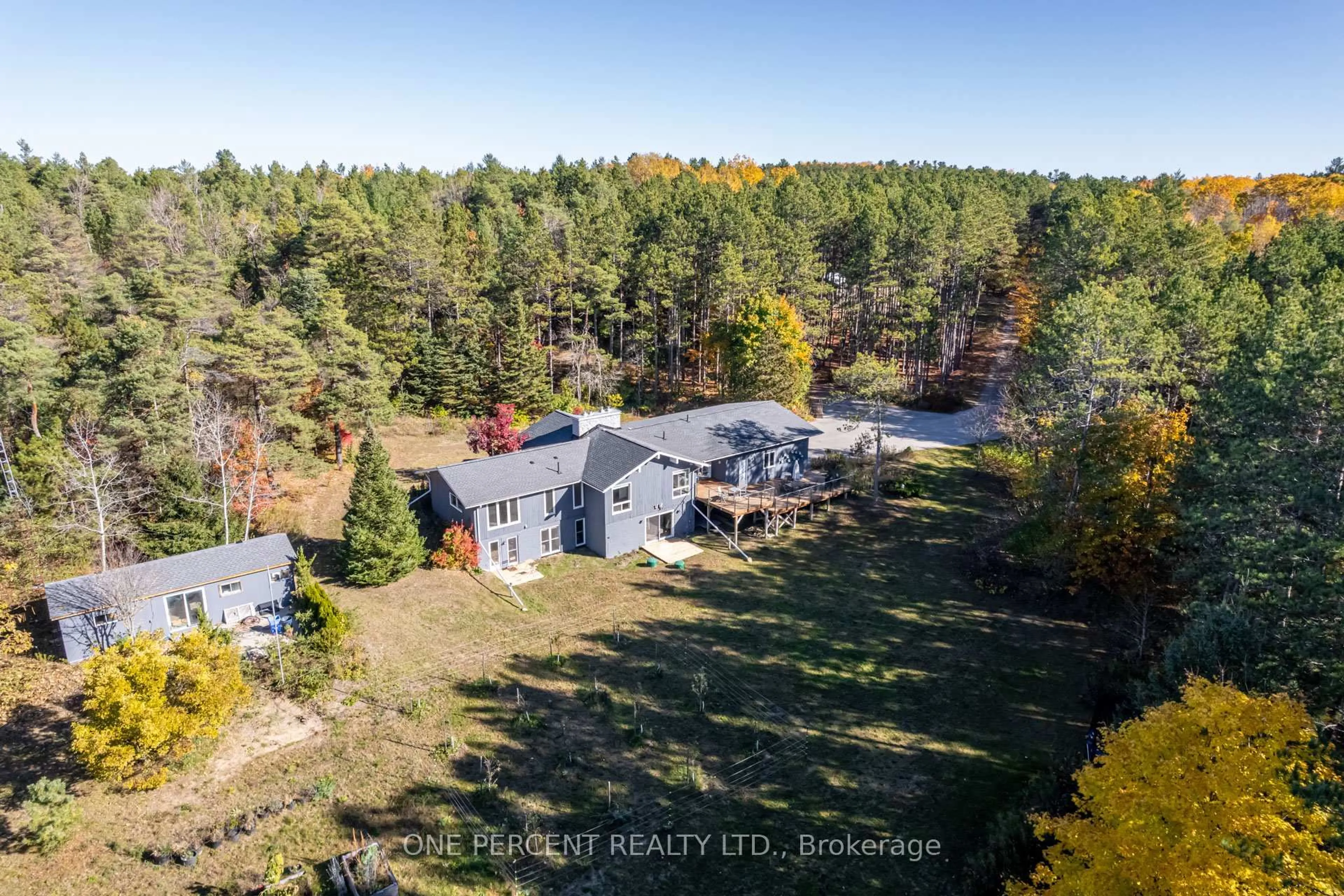 A pic from outside/outdoor area/front of a property/back of a property/a pic from drone, forest/trees view for 4300 Concession 7 Rd, Uxbridge Ontario L9P 0L7