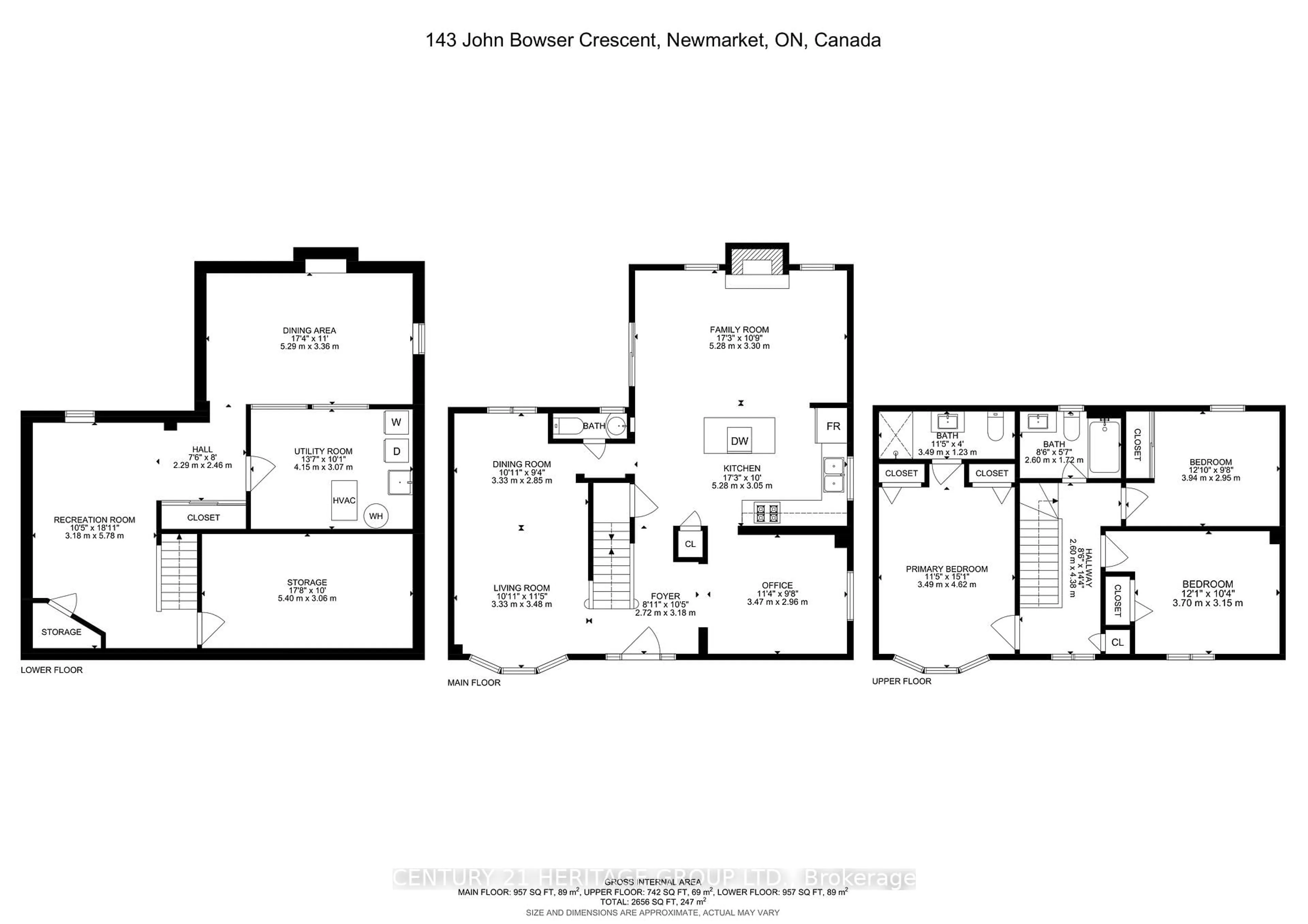 Floor plan for 143 John Bowser Cres, Newmarket Ontario L3Y 7N4