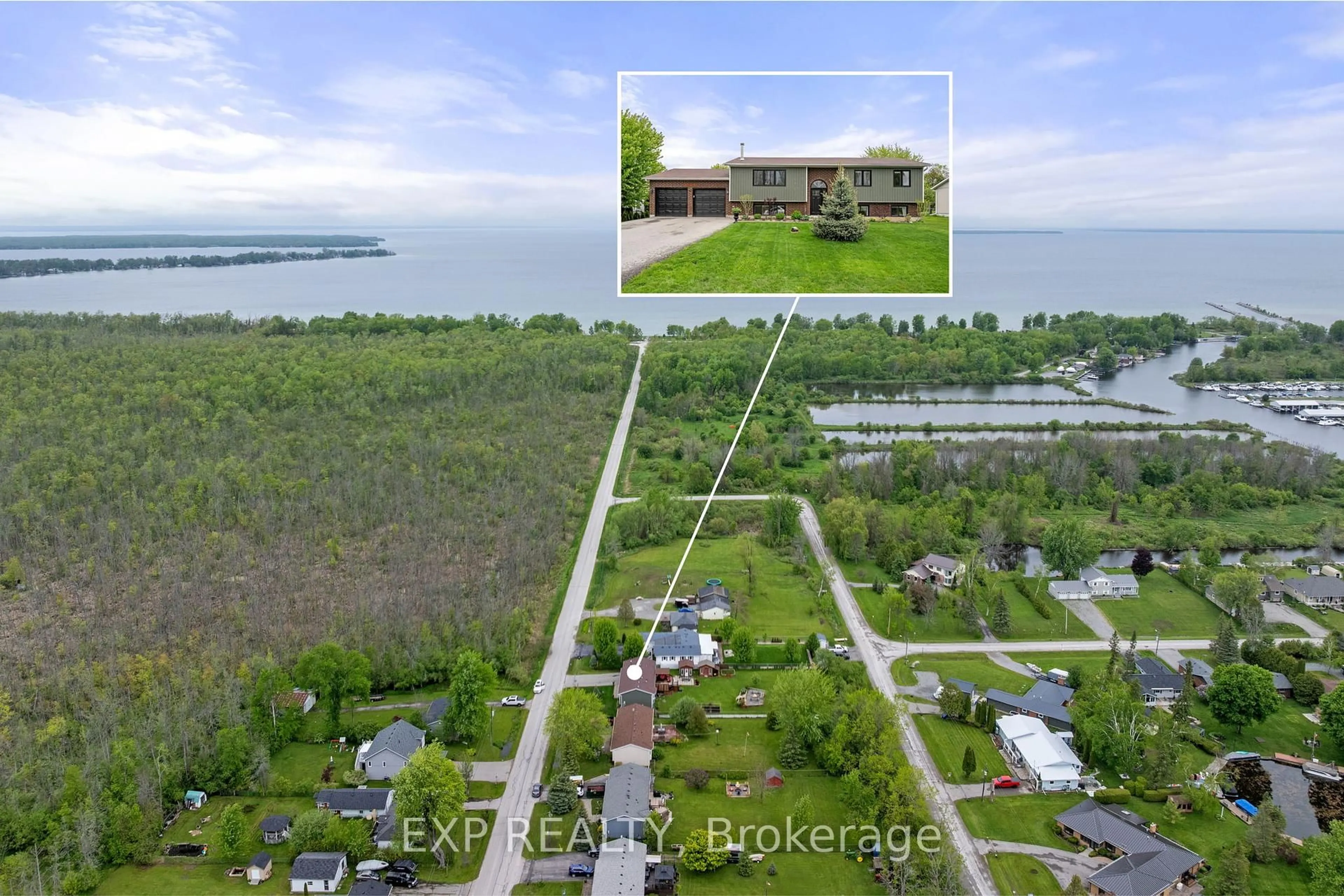 A pic from outside/outdoor area/front of a property/back of a property/a pic from drone, water/lake/river/ocean view for 25 Holmes Point Rd, Georgina Ontario L0E 1L0
