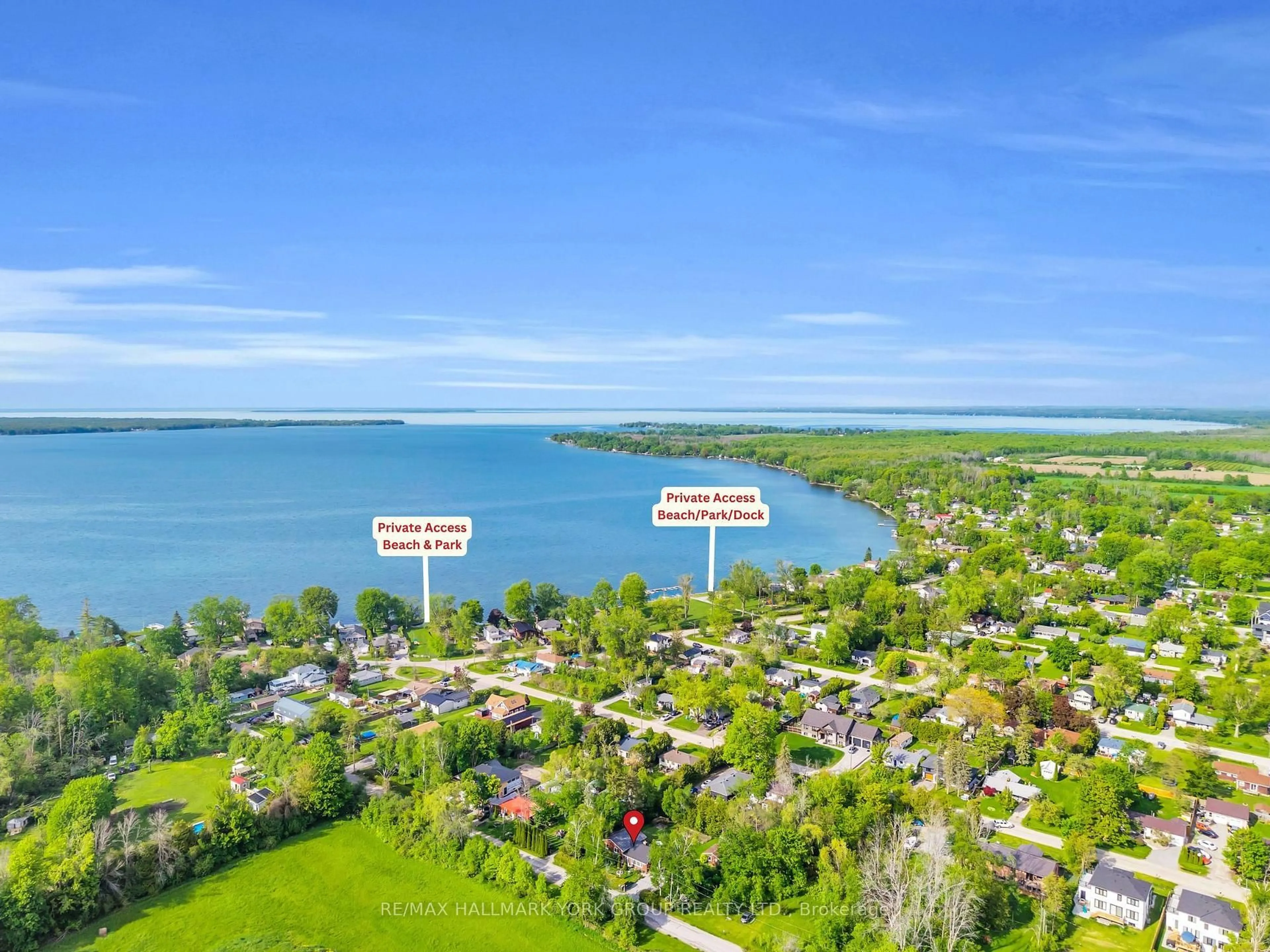 A pic from outside/outdoor area/front of a property/back of a property/a pic from drone, water/lake/river/ocean view for 49 Kay Ave, Georgina Ontario L0E 1N0
