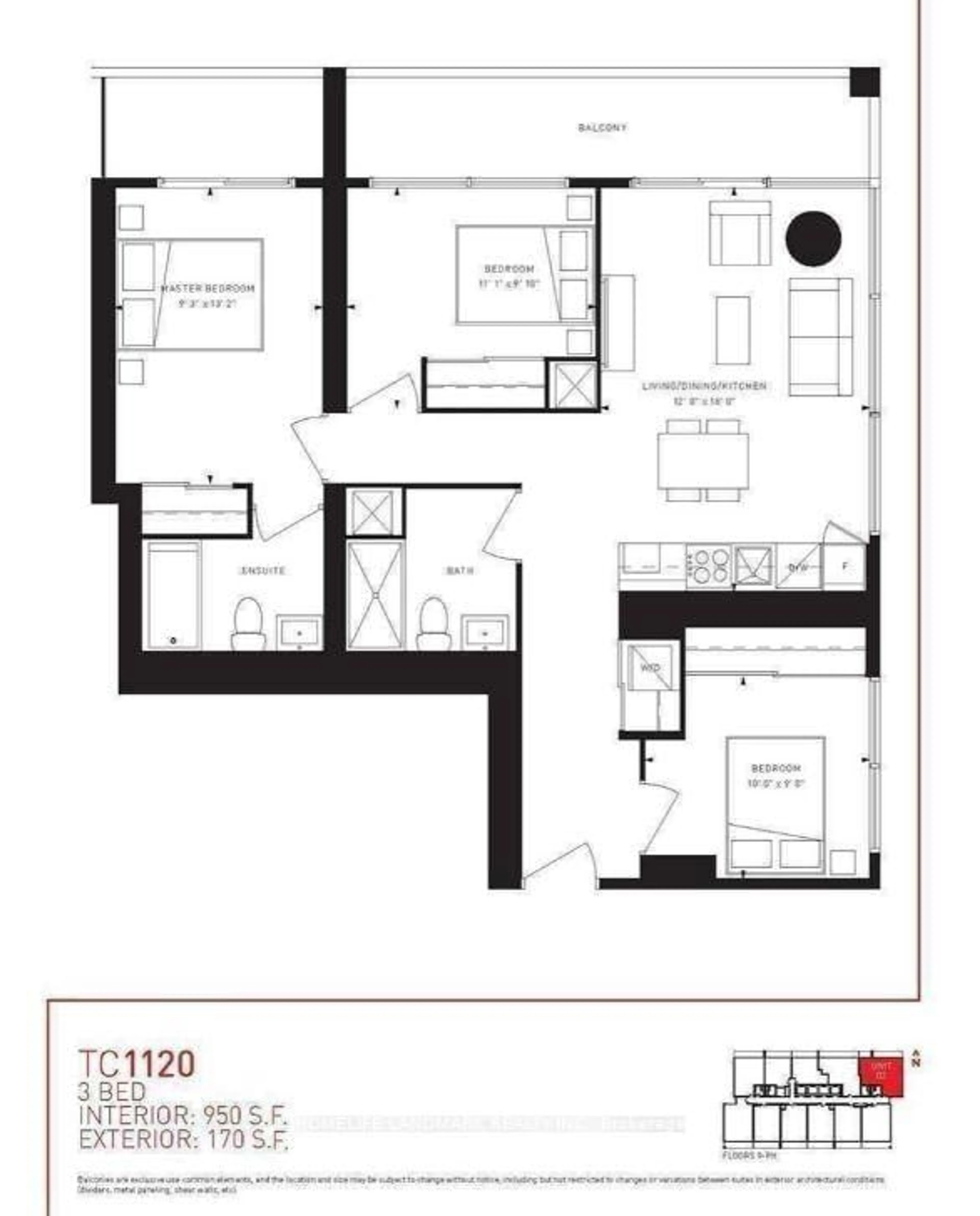 Floor plan for 5 Buttermill Ave #3702, Vaughan Ontario L4K 0J5