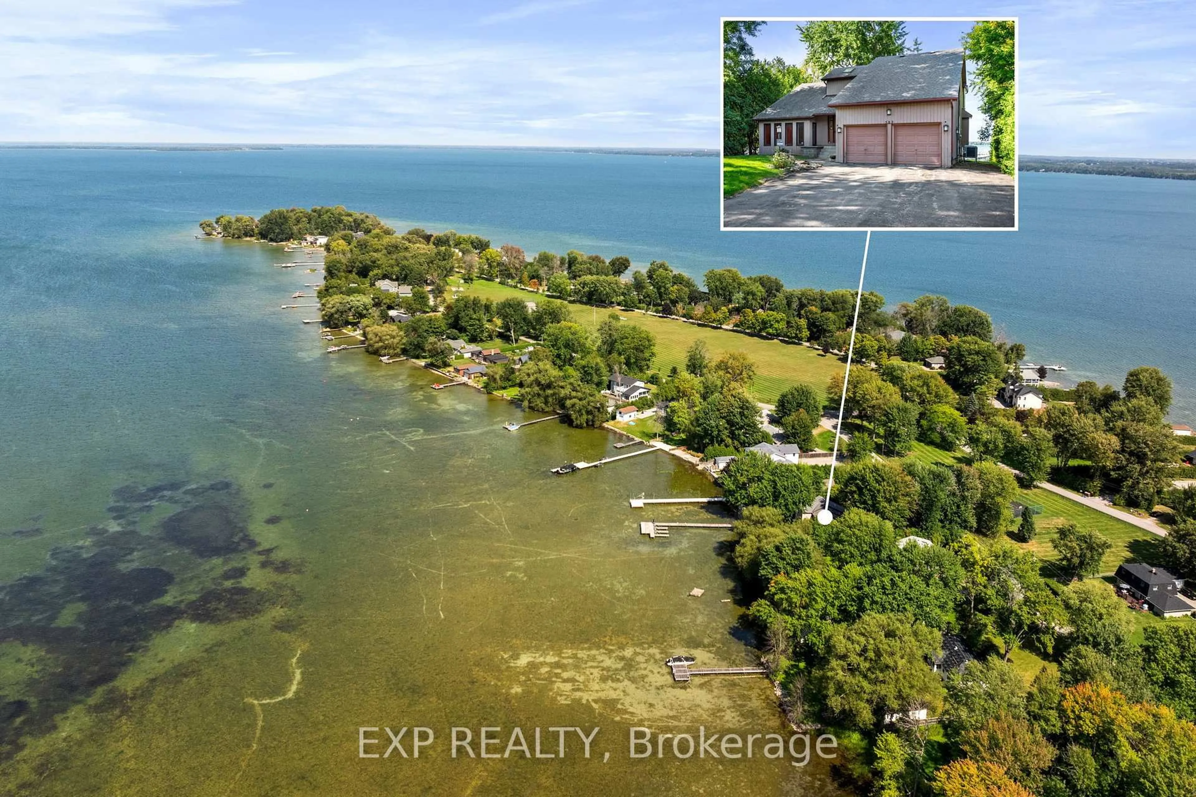 A pic from outside/outdoor area/front of a property/back of a property/a pic from drone, water/lake/river/ocean view for 582 Duclos Point Rd, Georgina Ontario L0E 1N0