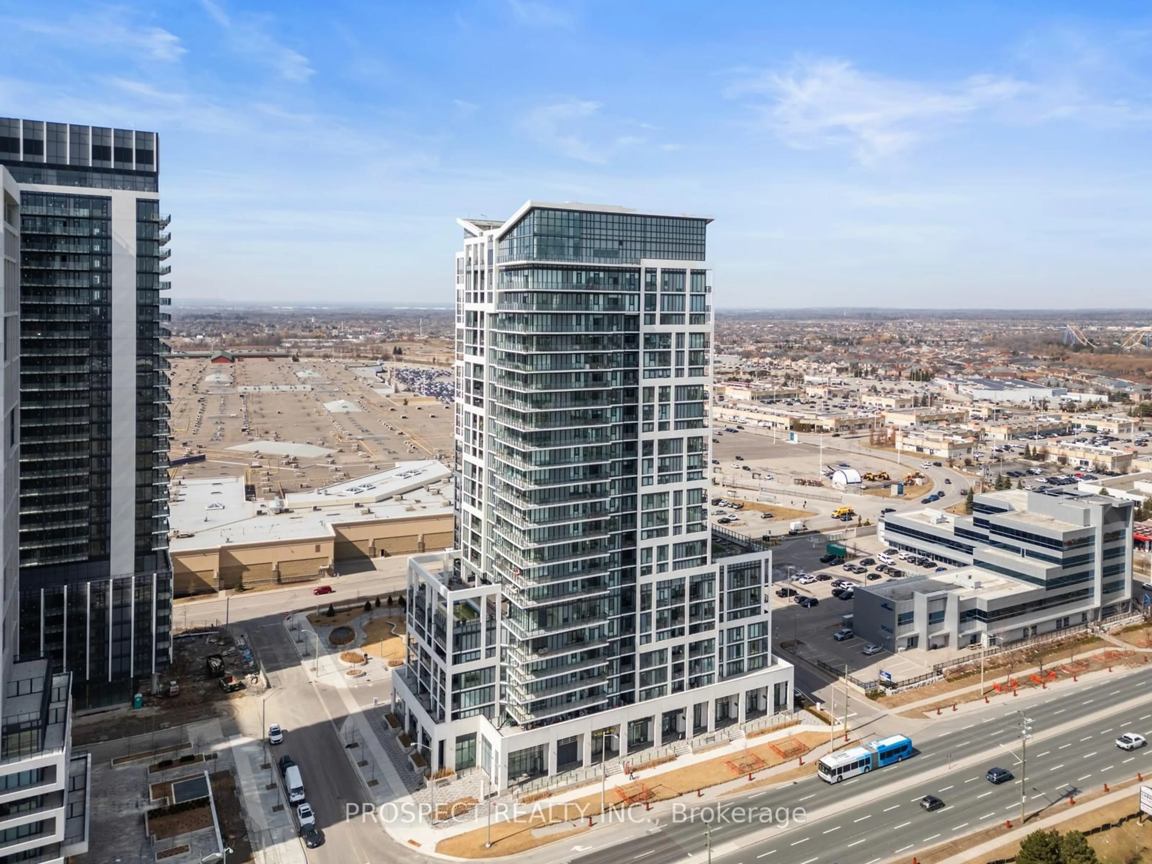 A pic from outside/outdoor area/front of a property/back of a property/a pic from drone, city buildings view from balcony for 9000 Jane St #708, Vaughan Ontario L4K 0M6