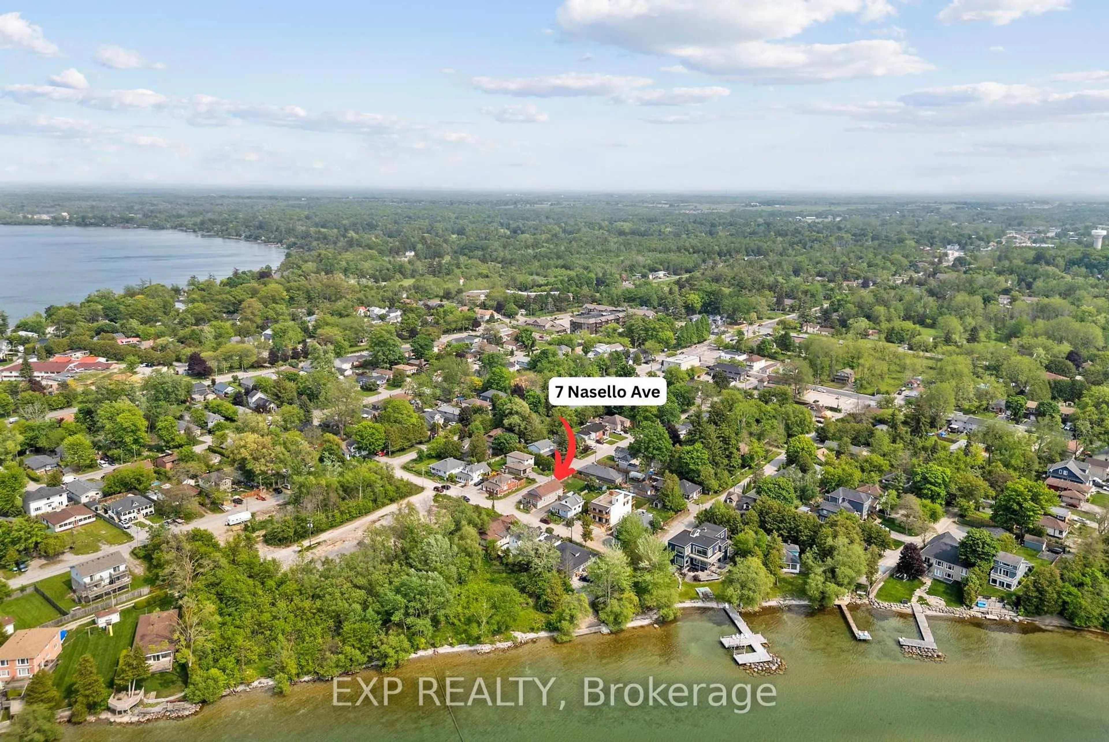 A pic from outside/outdoor area/front of a property/back of a property/a pic from drone, water/lake/river/ocean view for 7 Nasello Ave, Georgina Ontario L0E 1L0