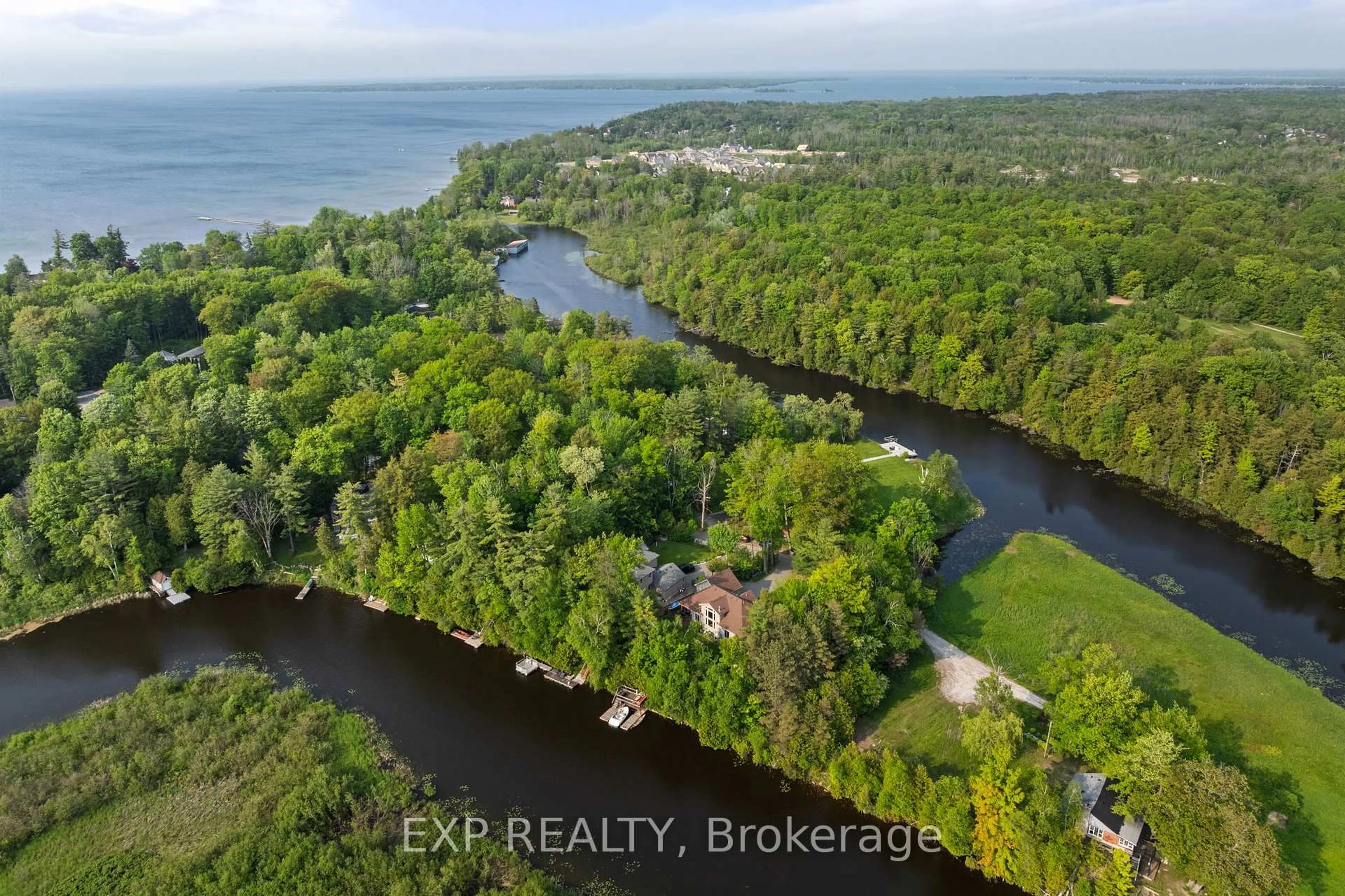 A pic from outside/outdoor area/front of a property/back of a property/a pic from drone, water/lake/river/ocean view for 2 Birch Knoll Rd, Georgina Ontario L0E 1R0