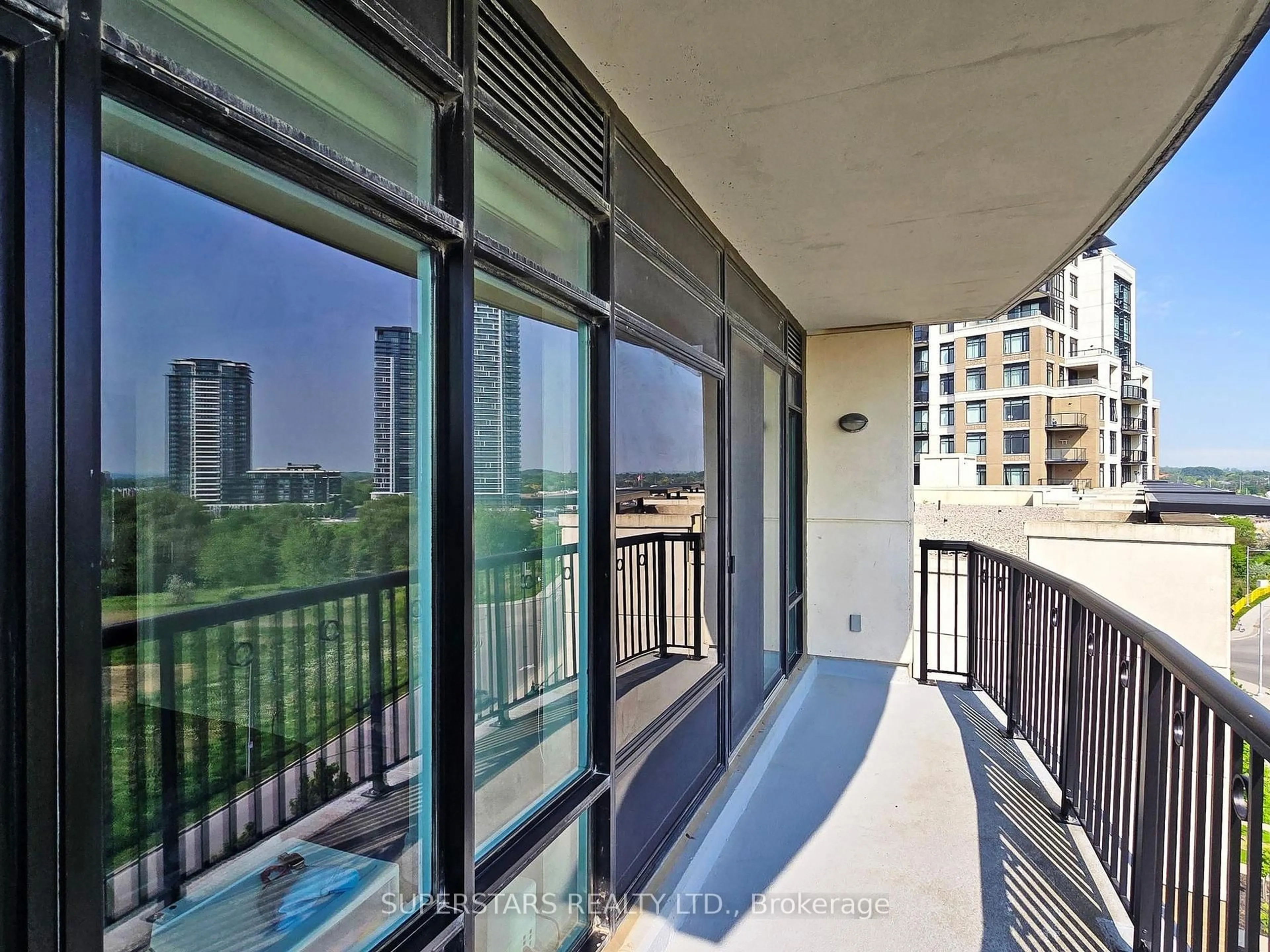 Balcony in the apartment, city buildings view from balcony for 131 Upper Duke Cres #703, Markham Ontario L6G 0C9