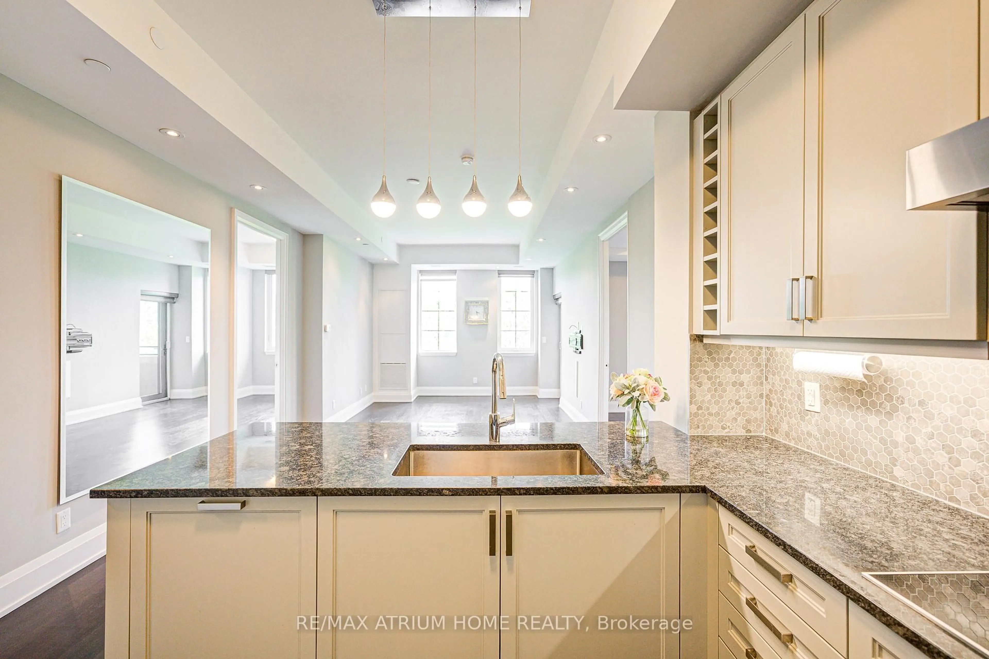 Contemporary kitchen, ceramic/tile floor for 20 Fred Varley Dr #324, Markham Ontario L3R 1S4
