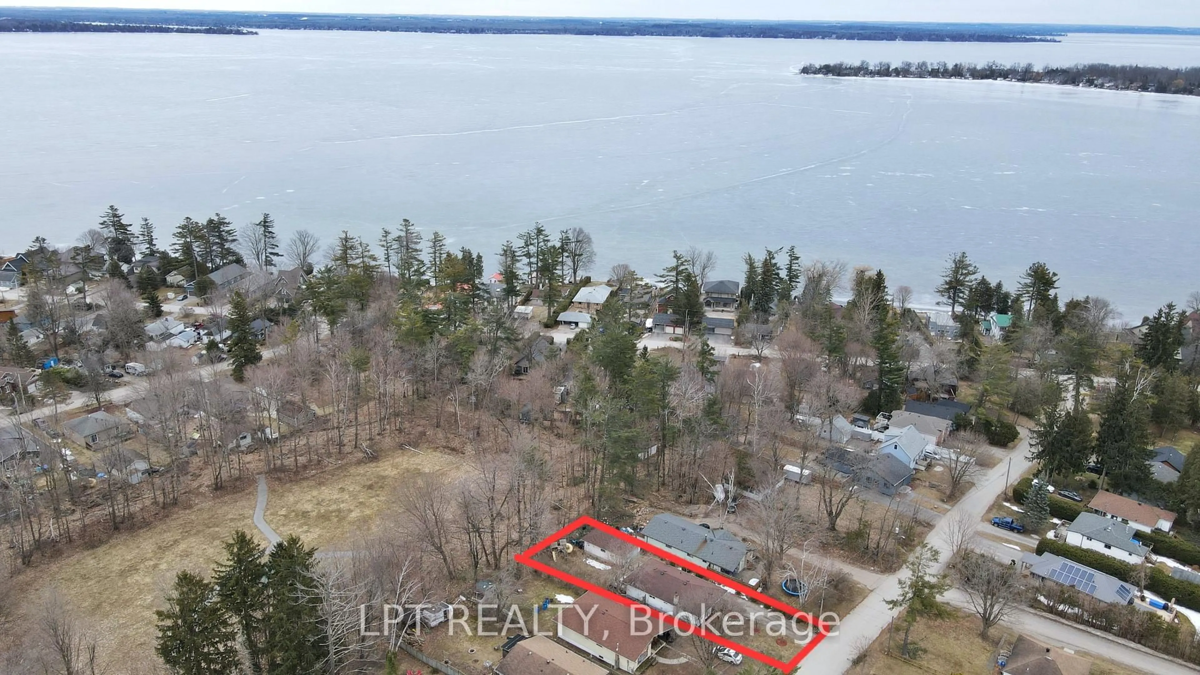 A pic from outside/outdoor area/front of a property/back of a property/a pic from drone, water/lake/river/ocean view for 2049 Northern Ave, Innisfil Ontario L9S 1Z4