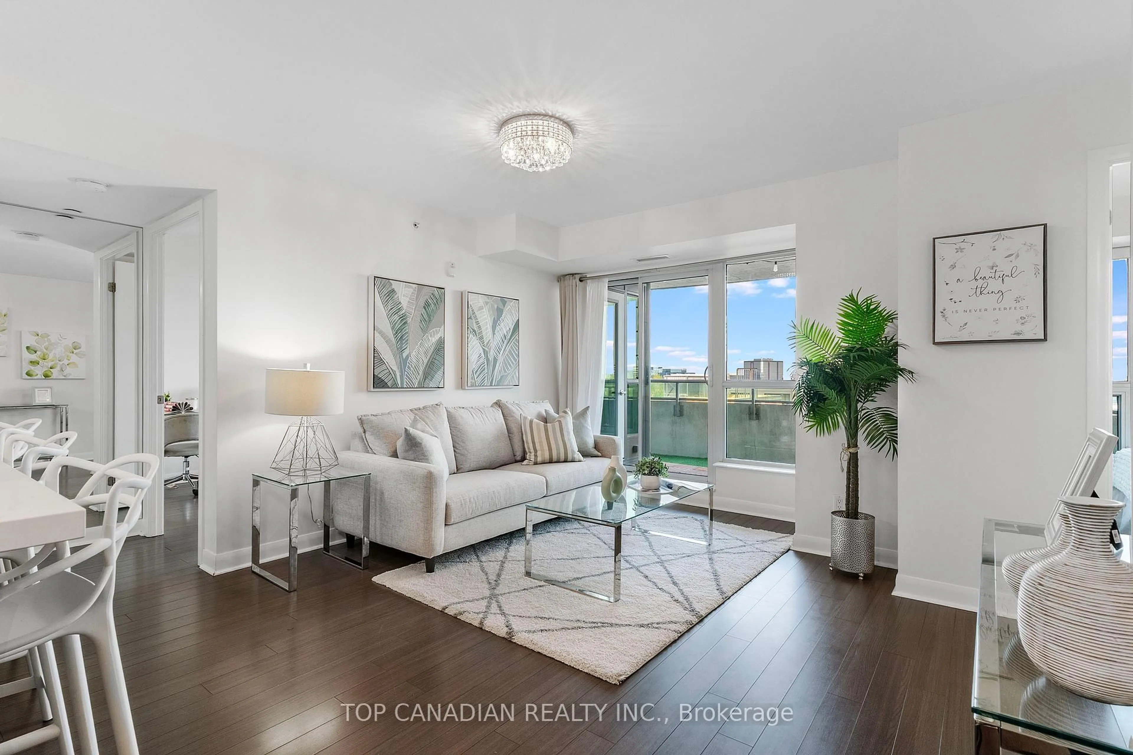 Living room with furniture, wood/laminate floor for 75 Norman Bethune Ave #409, Richmond Hill Ontario L4B 0B6