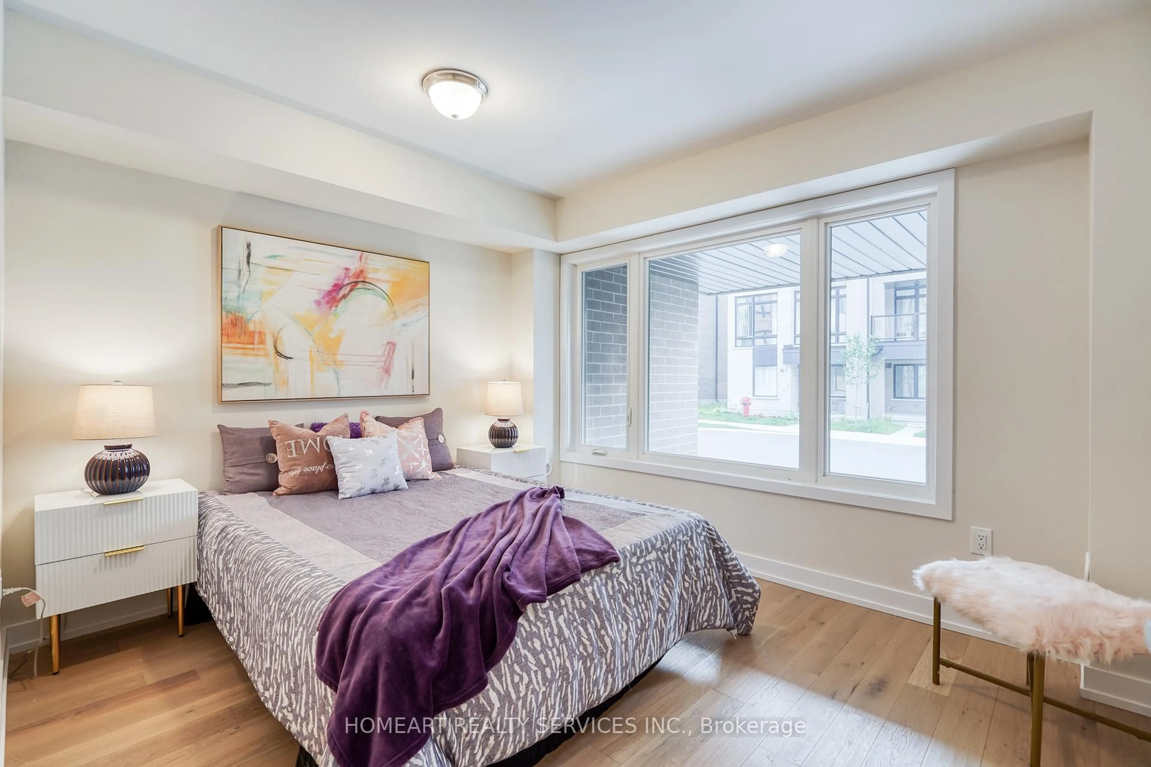 Bedroom with bed, wood/laminate floor for 62 Ingersoll Lane, Richmond Hill Ontario L4E 1G9
