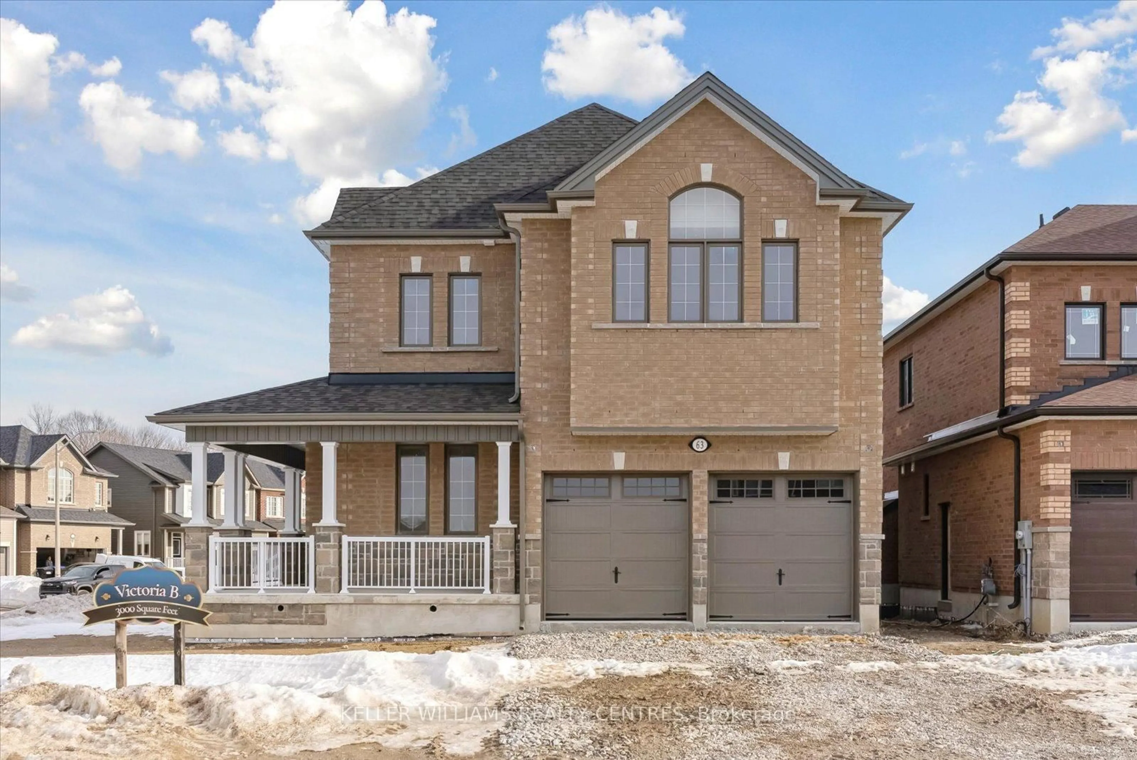 Home with brick exterior material, street for 63 Wood Cres, Essa Ontario L0M 1B0