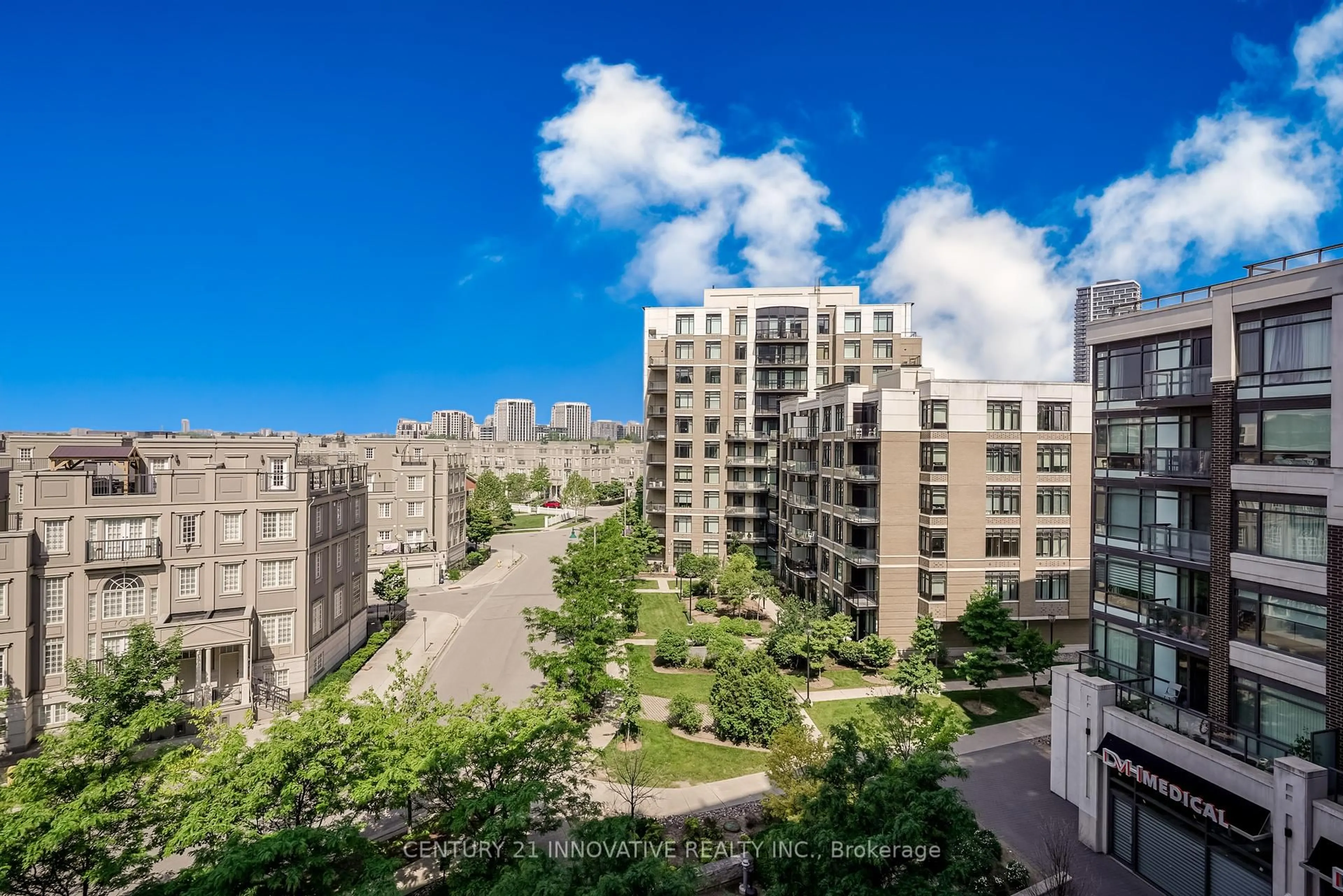A pic from outside/outdoor area/front of a property/back of a property/a pic from drone, city buildings view from balcony for 8130 Birchmount Rd #517, Markham Ontario L6G 0E4