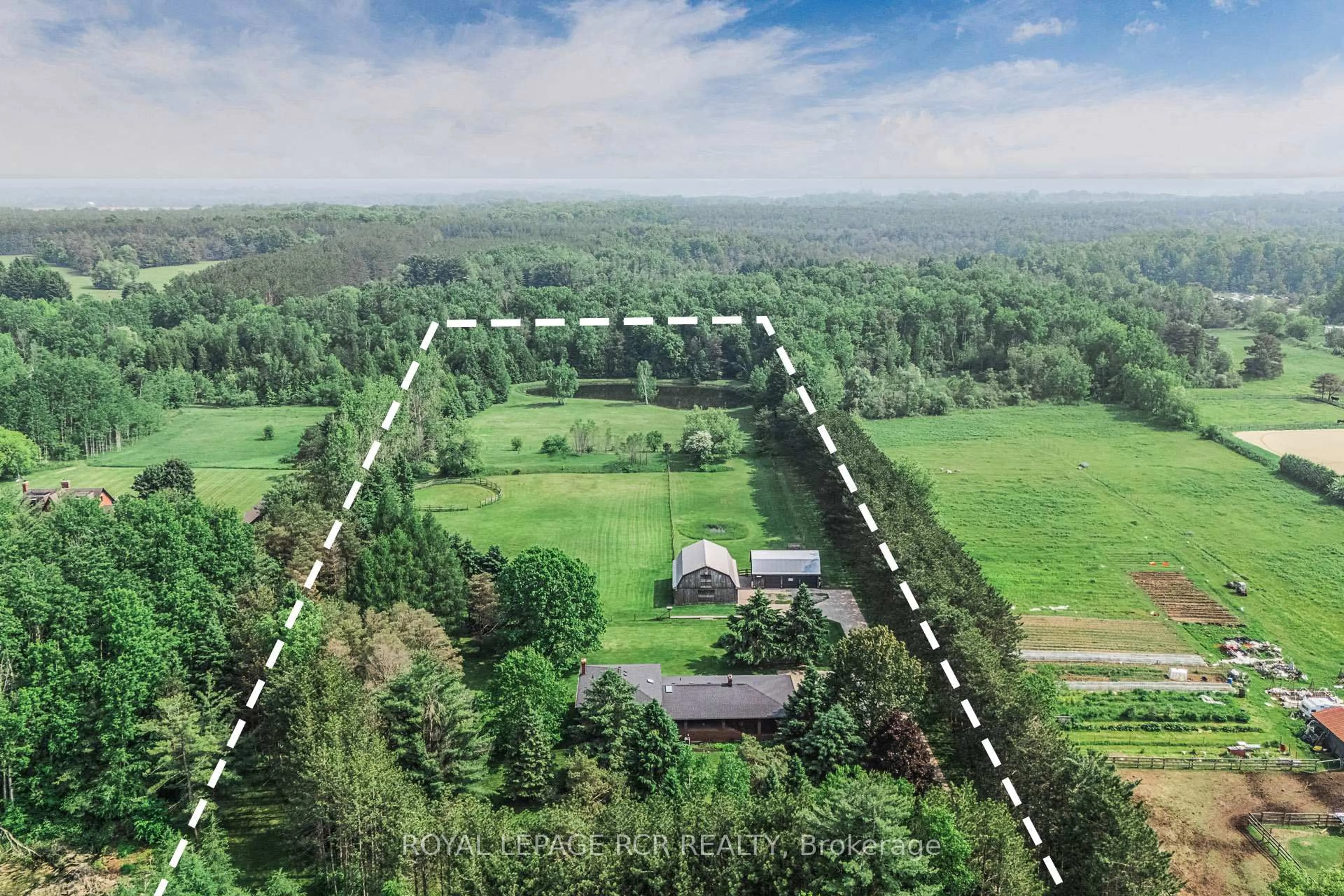 A pic from outside/outdoor area/front of a property/back of a property/a pic from drone, forest/trees view for 443 Feasby Rd, Uxbridge Ontario L9P 1R1