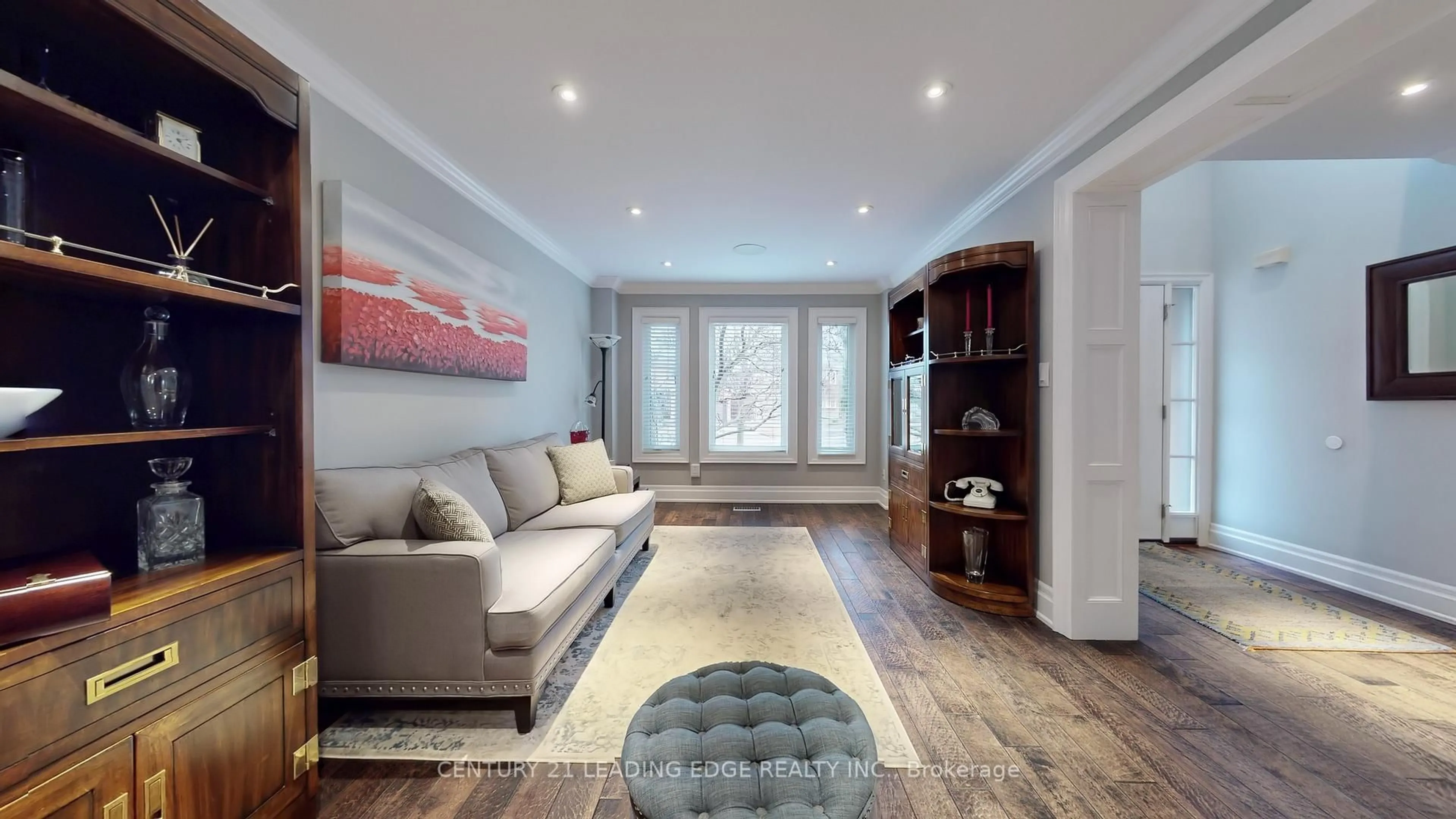 Living room with furniture, wood/laminate floor for 102 Larkin Ave, Markham Ontario L3P 4Y5