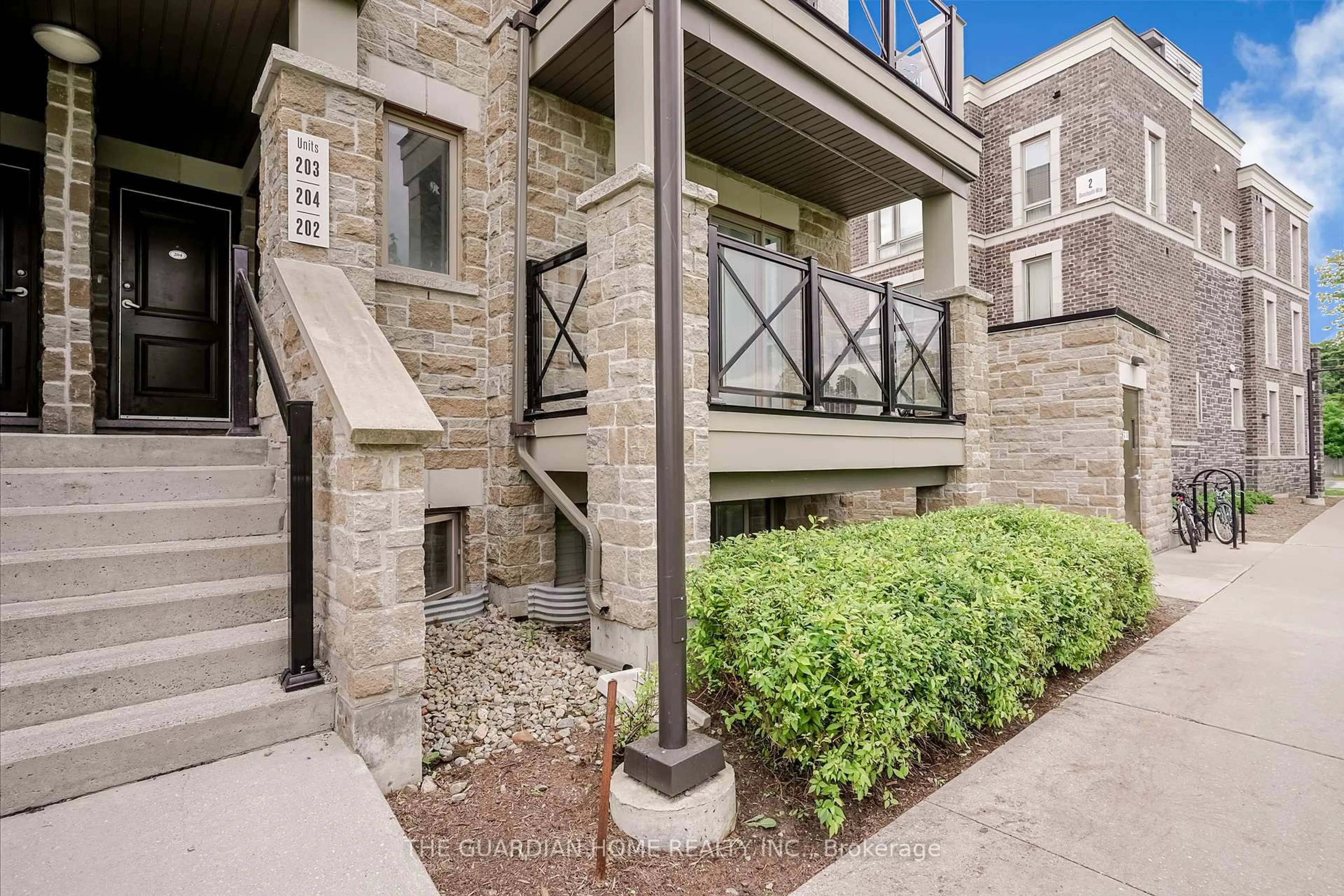 Patio, street for 10 Dunsheath Way #202, Markham Ontario L6B 1N3