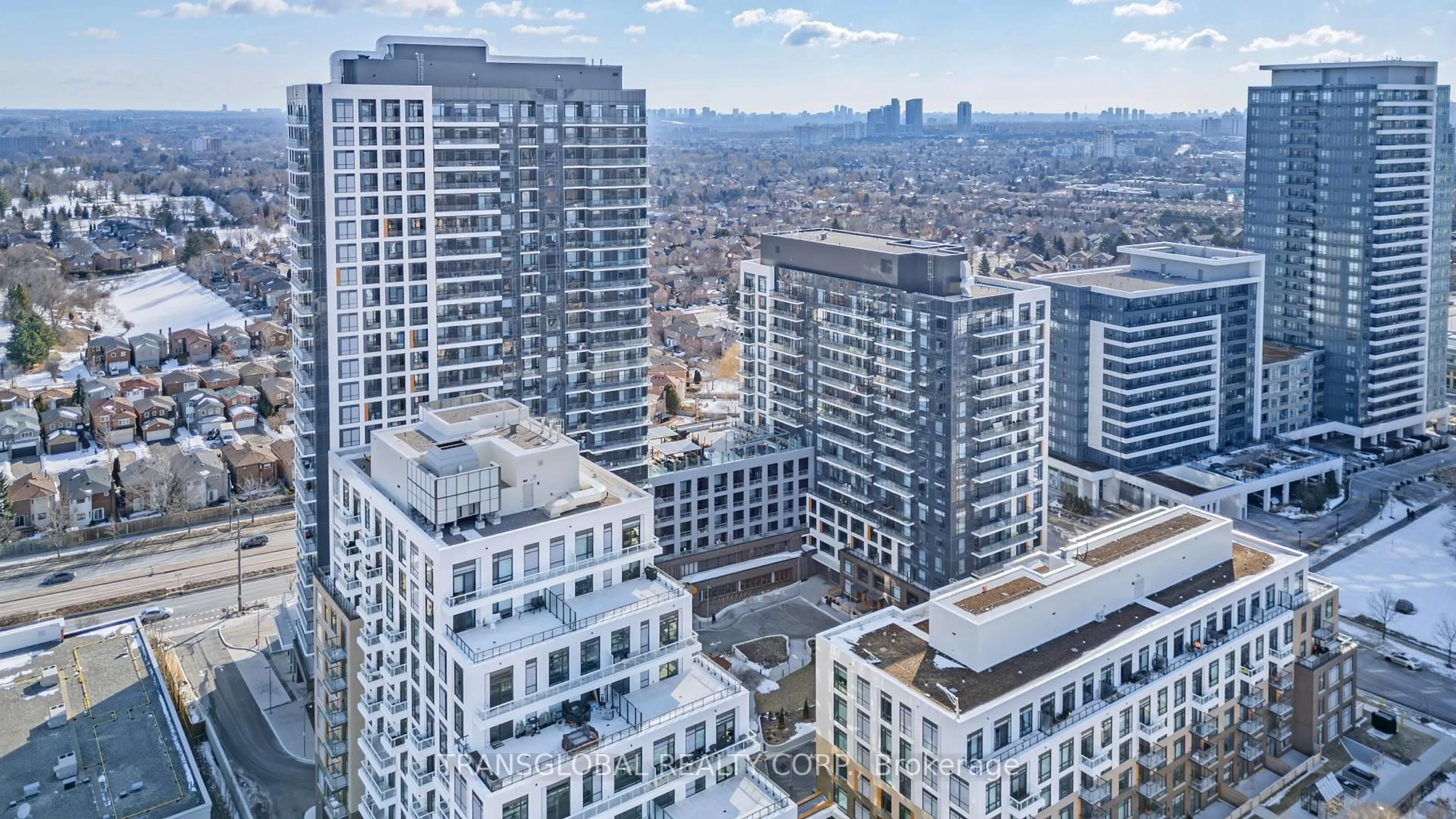 A pic from outside/outdoor area/front of a property/back of a property/a pic from drone, city buildings view from balcony for 7950 Bathurst St #202, Vaughan Ontario L4J 0L4
