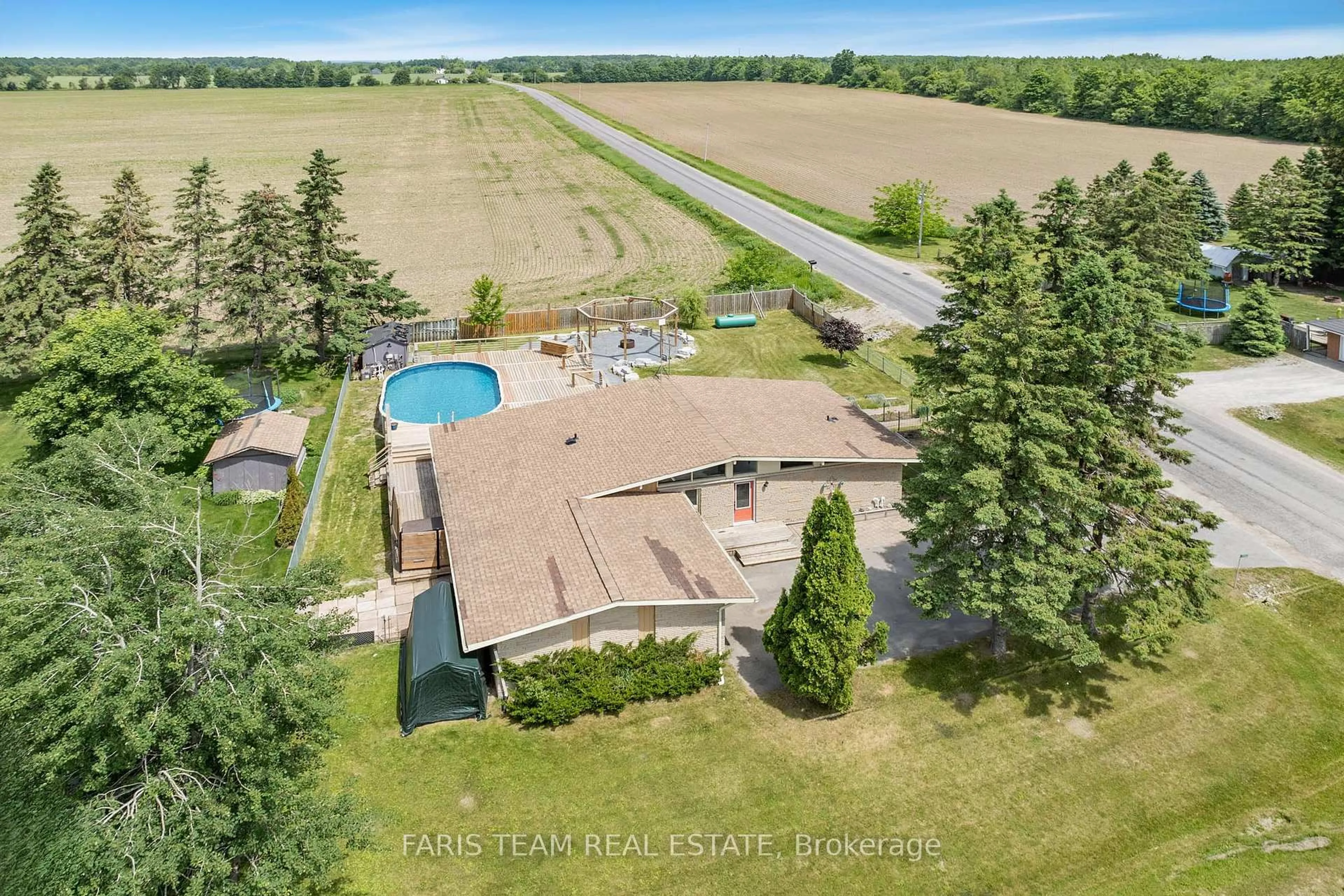 A pic from outside/outdoor area/front of a property/back of a property/a pic from drone, water/lake/river/ocean view for 7466 11th Line, Essa Ontario L9J 0A4