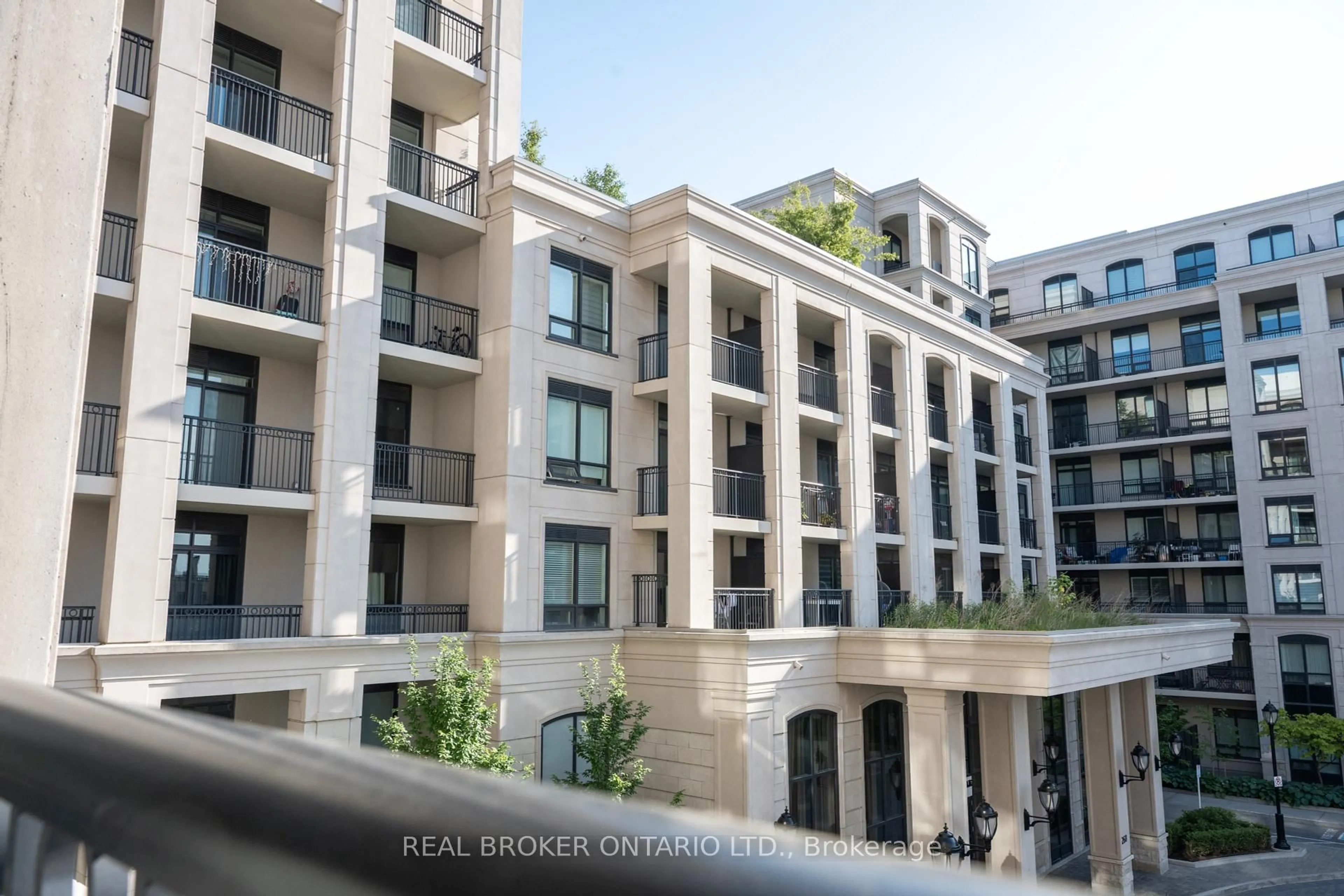 Balcony in the apartment, city buildings view from balcony for 278 Buchanan Dr #332E, Markham Ontario L3R 6J1