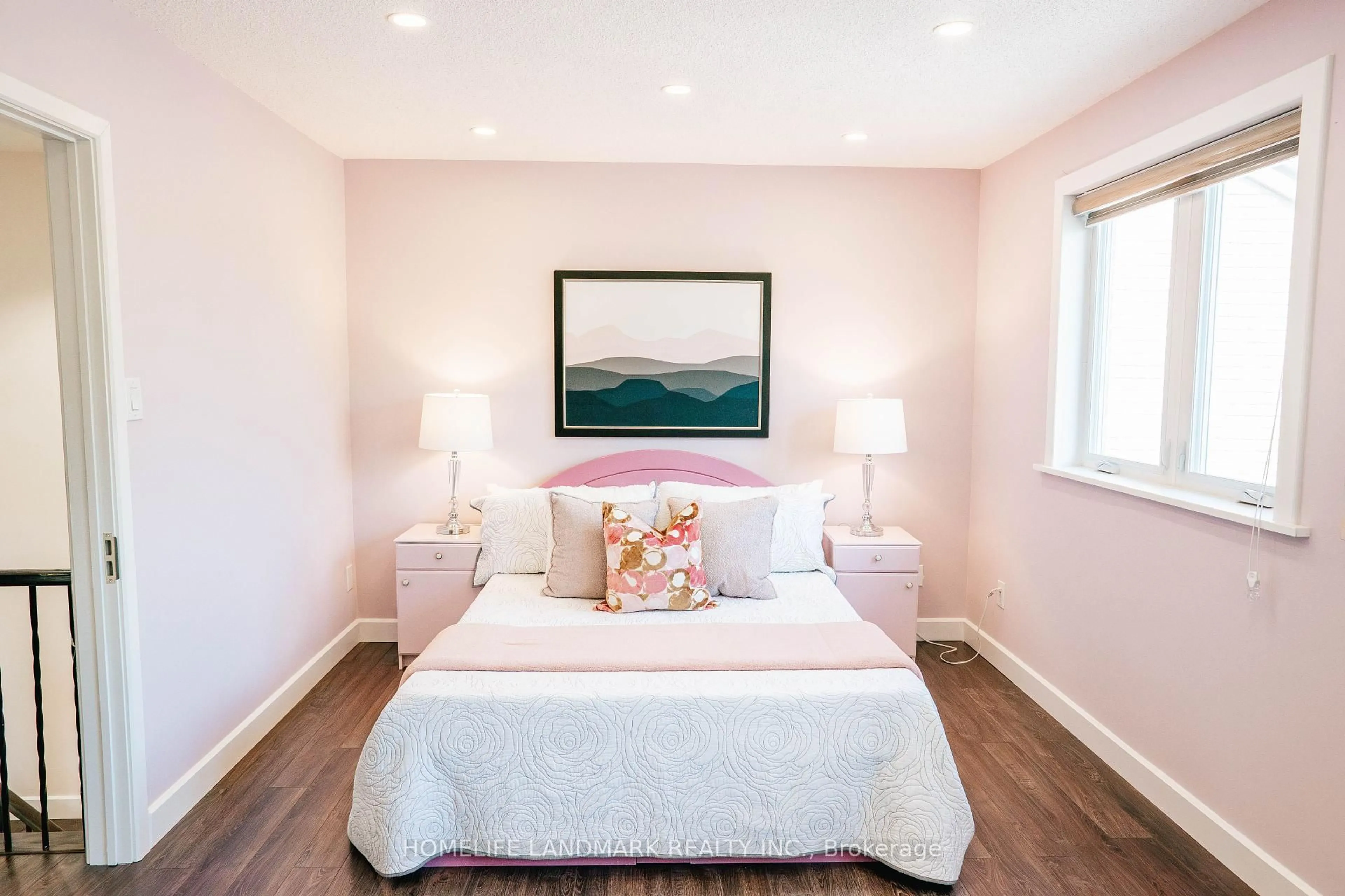 Bedroom with bed, wood/laminate floor for 158 Markville Rd, Markham Ontario L3R 4V6