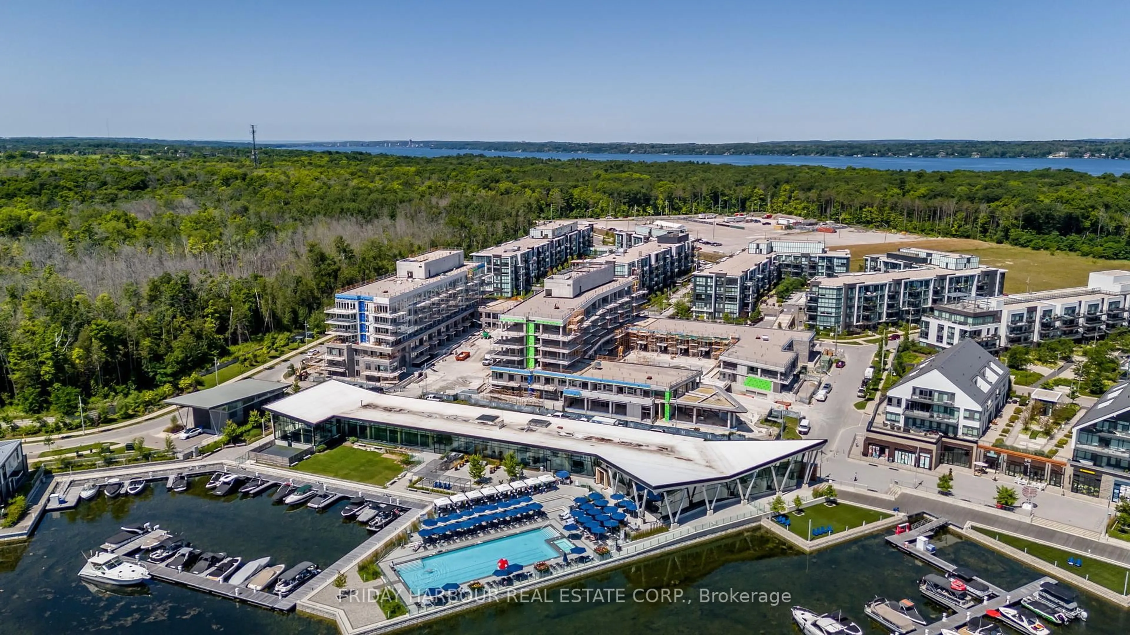 A pic from outside/outdoor area/front of a property/back of a property/a pic from drone, water/lake/river/ocean view for 333 Sunseeker Ave #403, Innisfil Ontario L9R 0R6