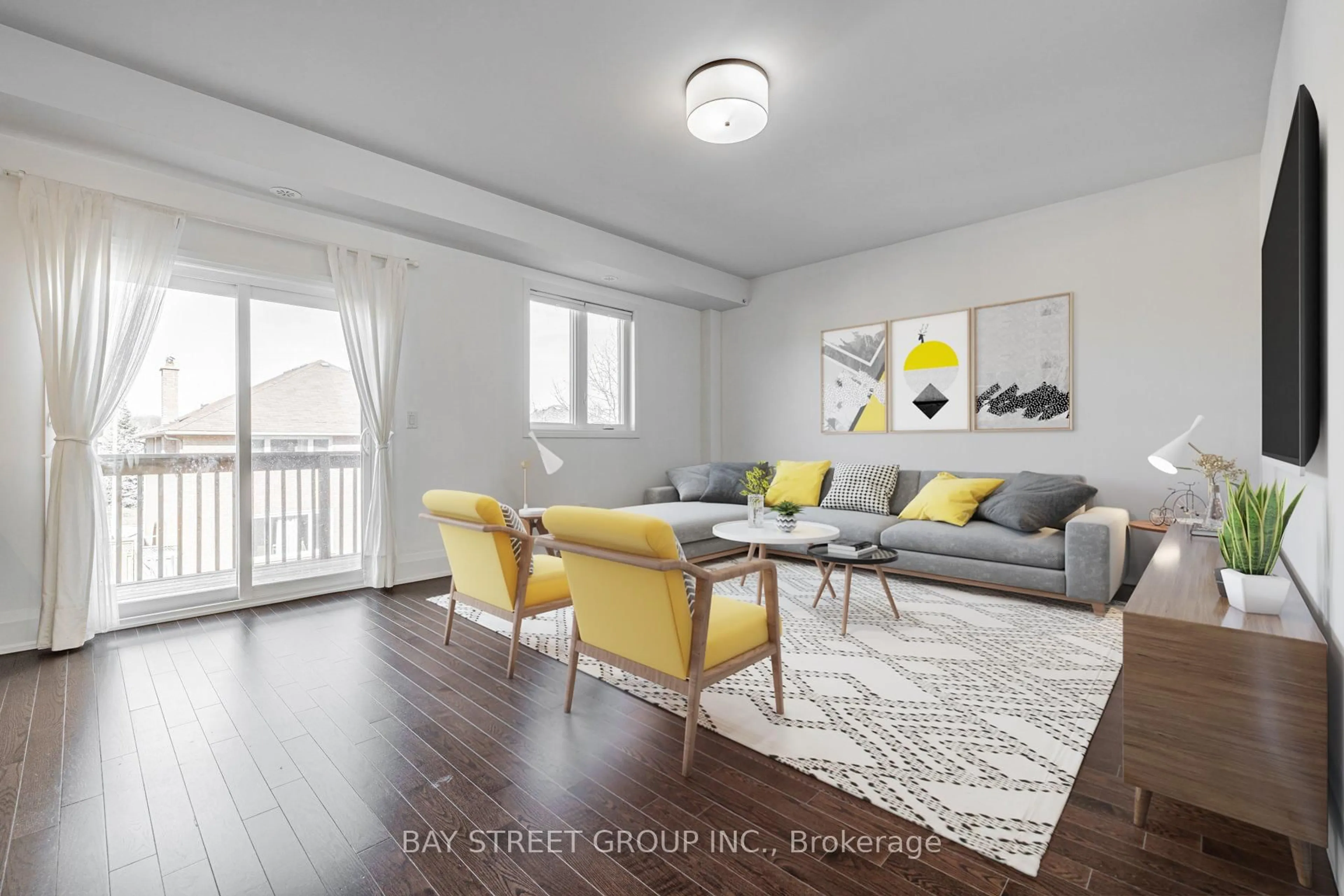 Living room with furniture, wood/laminate floor for 386 Highway 7 #TH 8, Richmond Hill Ontario L4B 0G5