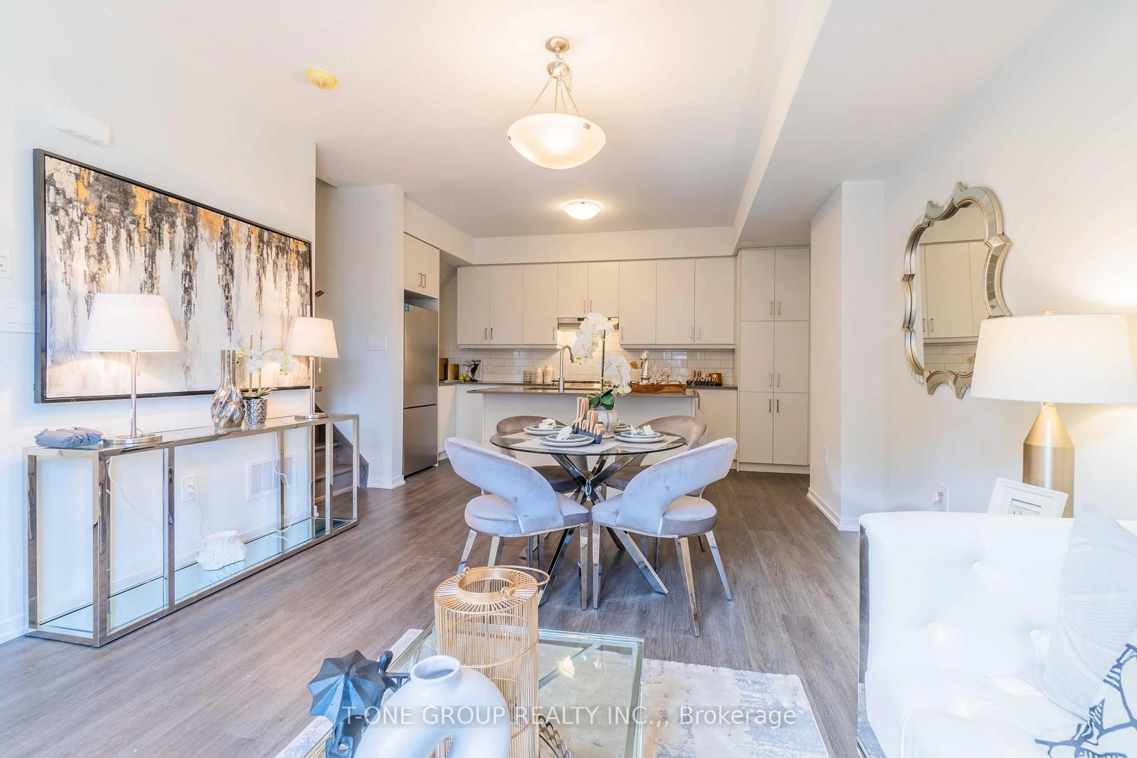 Open concept kitchen, wood/laminate floor for 10 Almond Blossom Mews #TH109, Vaughan Ontario L4K 0N6