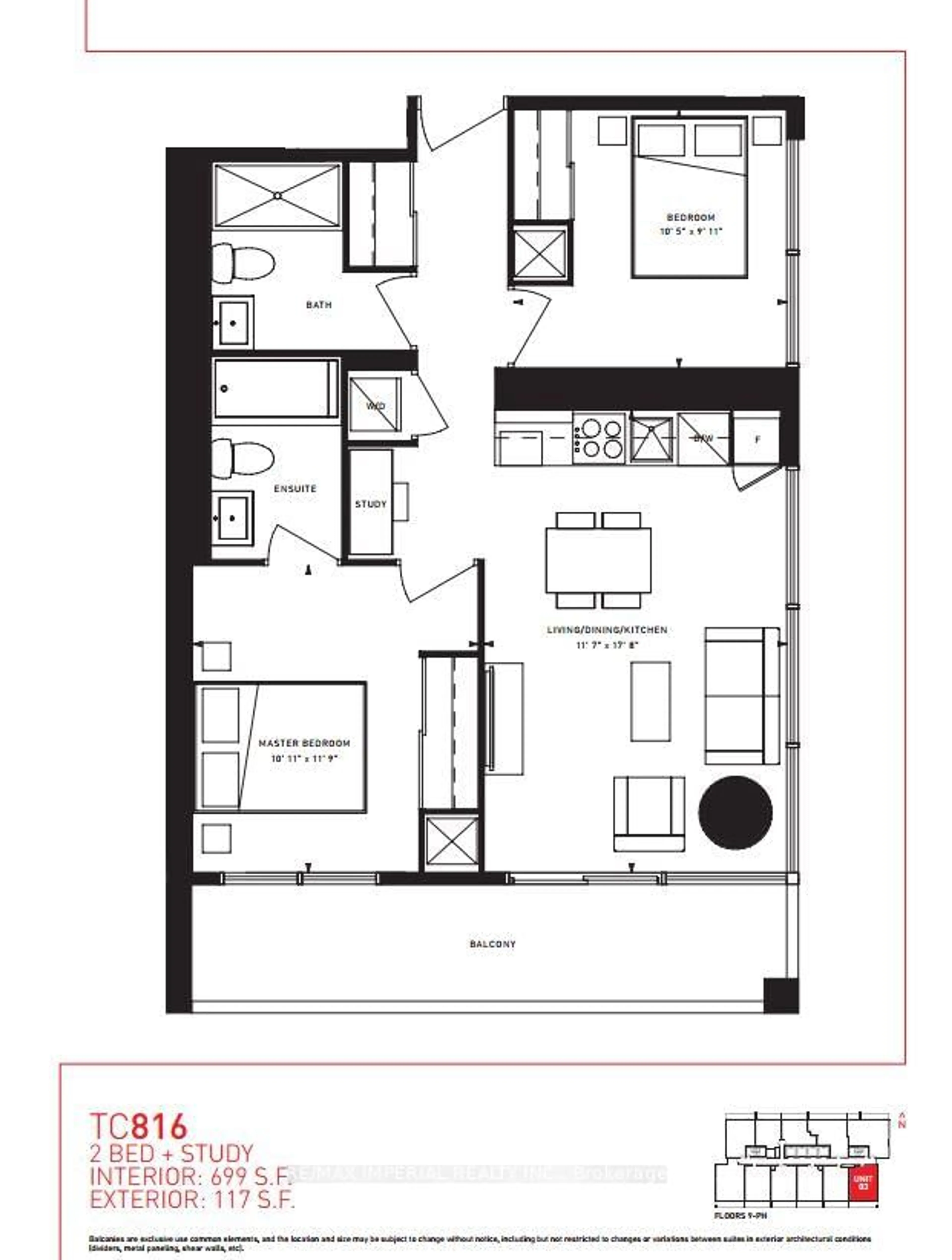 Floor plan for 5 Buttermill Ave #2603, Vaughan Ontario L4K 0J5