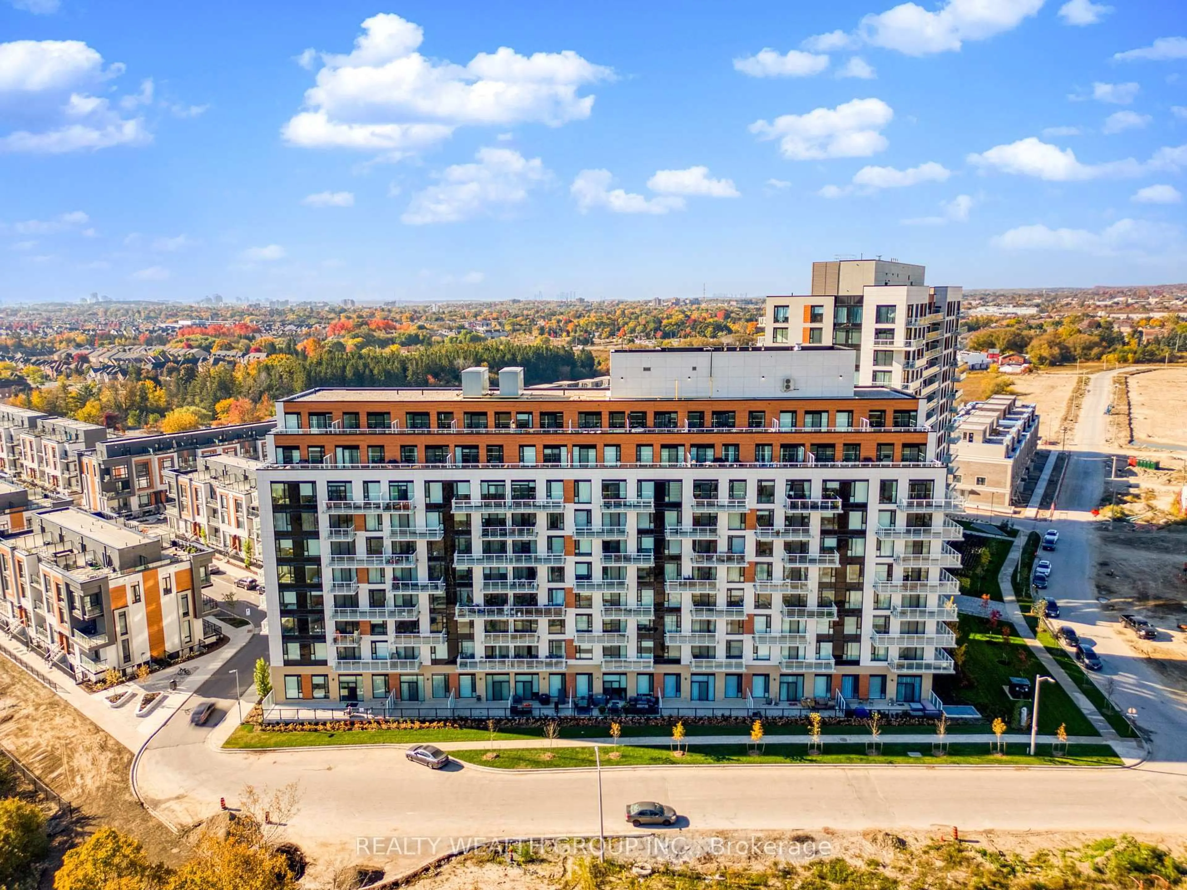 A pic from outside/outdoor area/front of a property/back of a property/a pic from drone, city buildings view from balcony for 6 David Eyer Rd #512, Richmond Hill Ontario L4S 0N5
