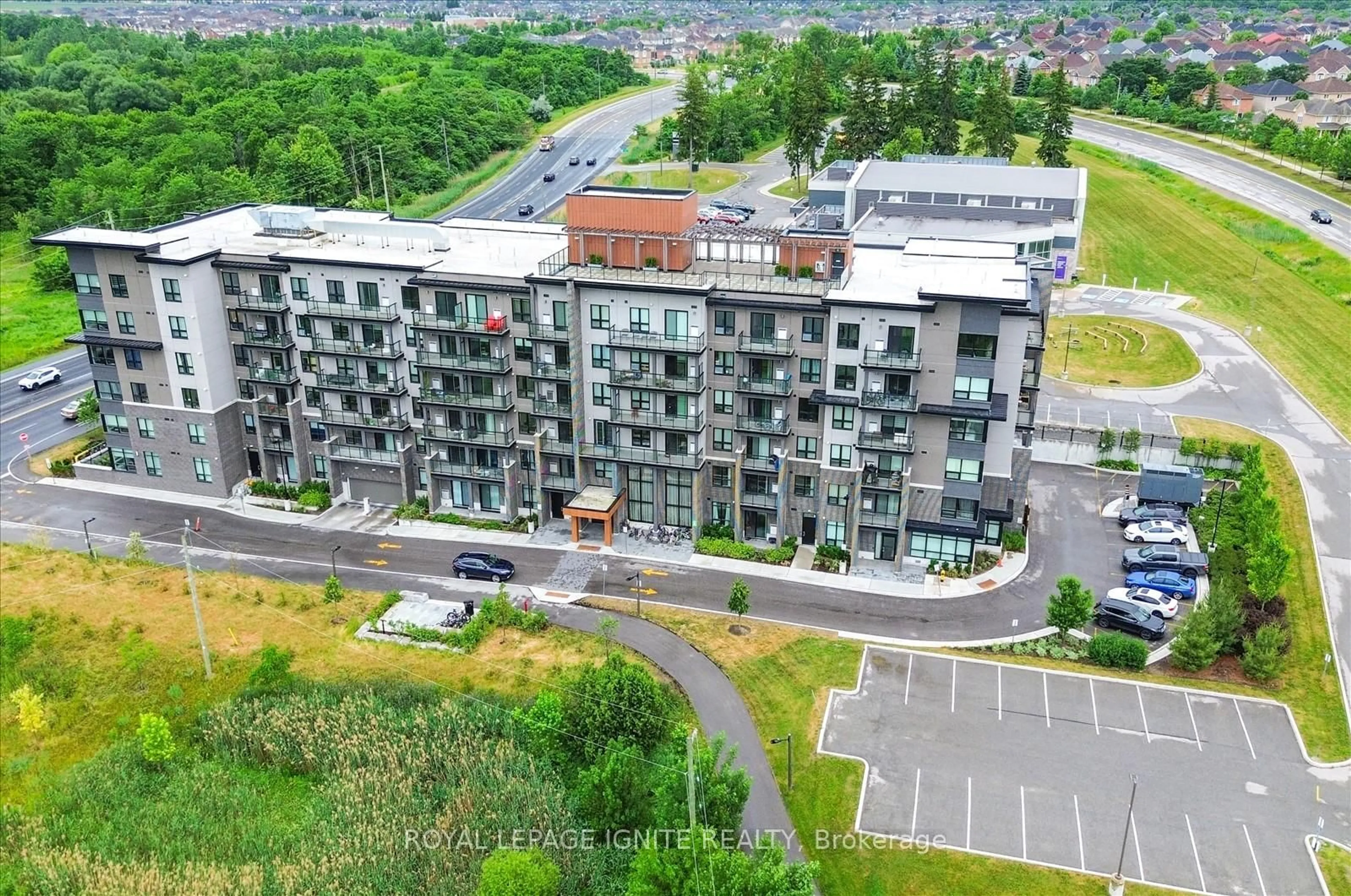 A pic from outside/outdoor area/front of a property/back of a property/a pic from drone, city buildings view from balcony for 9700 Ninth Line #719, Markham Ontario L6B 1R7