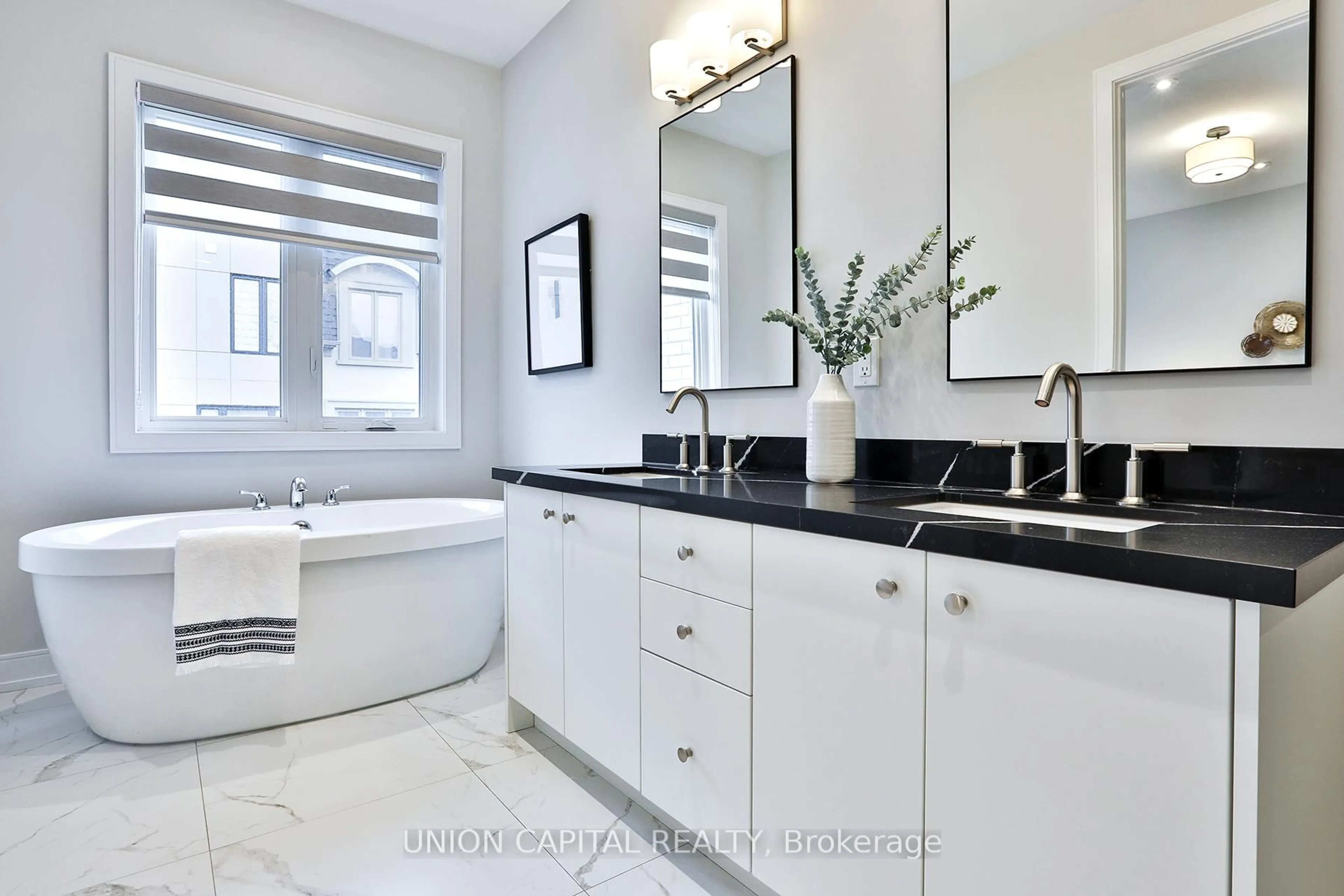 Contemporary bathroom, ceramic/tile floor for 9 Kohn Lane, Markham Ontario L6C 3J3