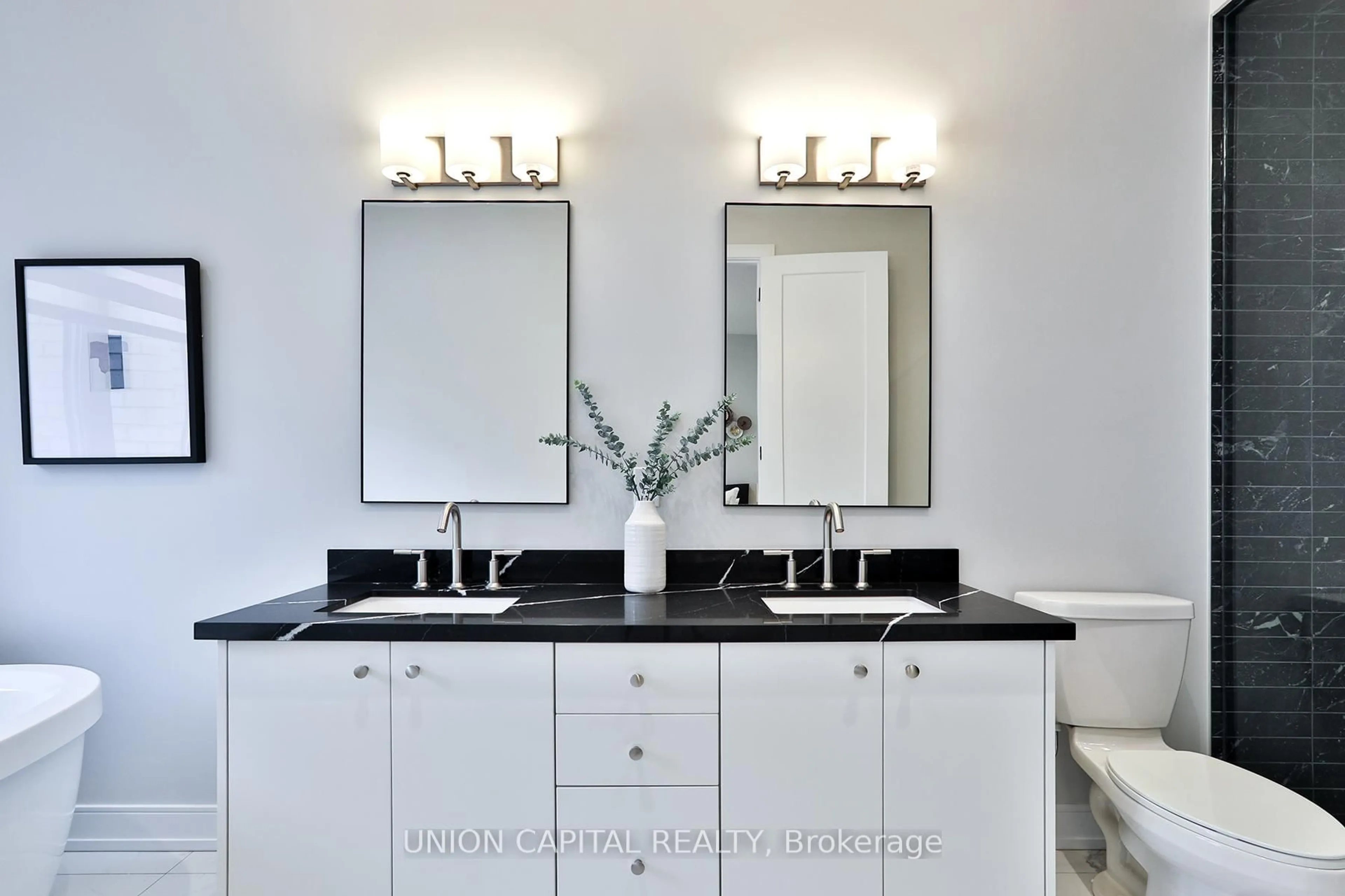 Contemporary bathroom, ceramic/tile floor for 9 Kohn Lane, Markham Ontario L6C 3J3