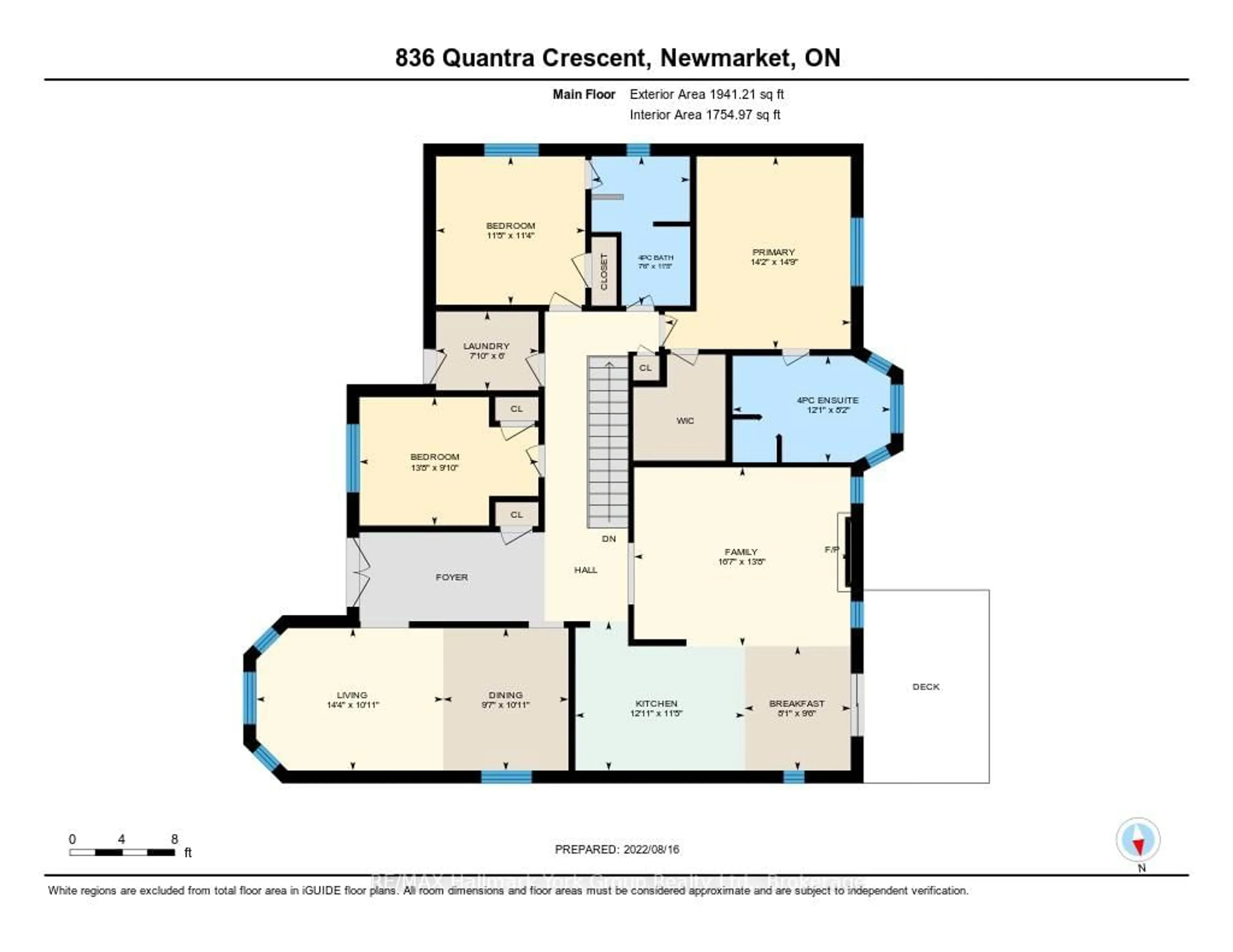 Floor plan for 836 Quantra Cres, Newmarket Ontario L3X 1M8