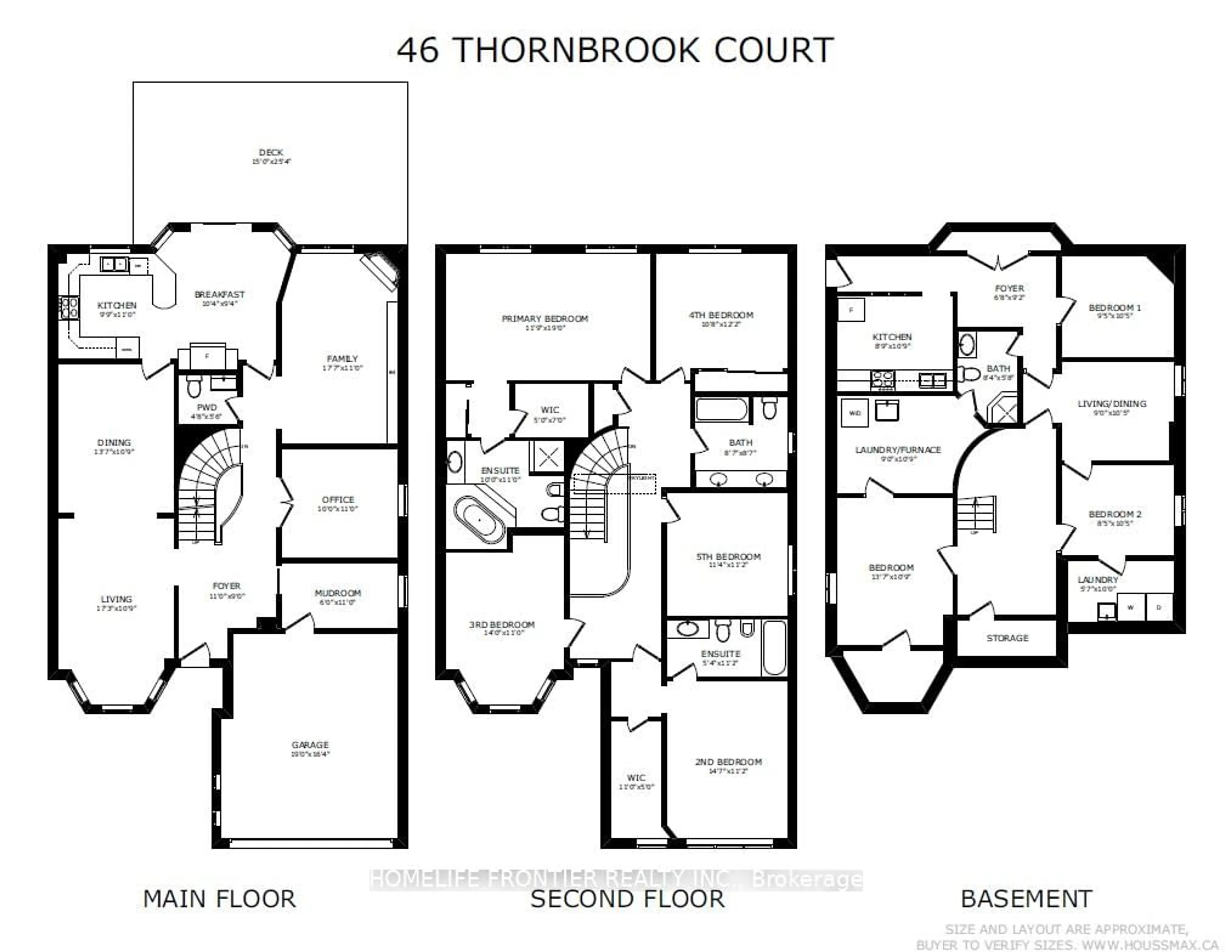 Floor plan for 46 Thornbrook Crt, Vaughan Ontario L4J 7X4