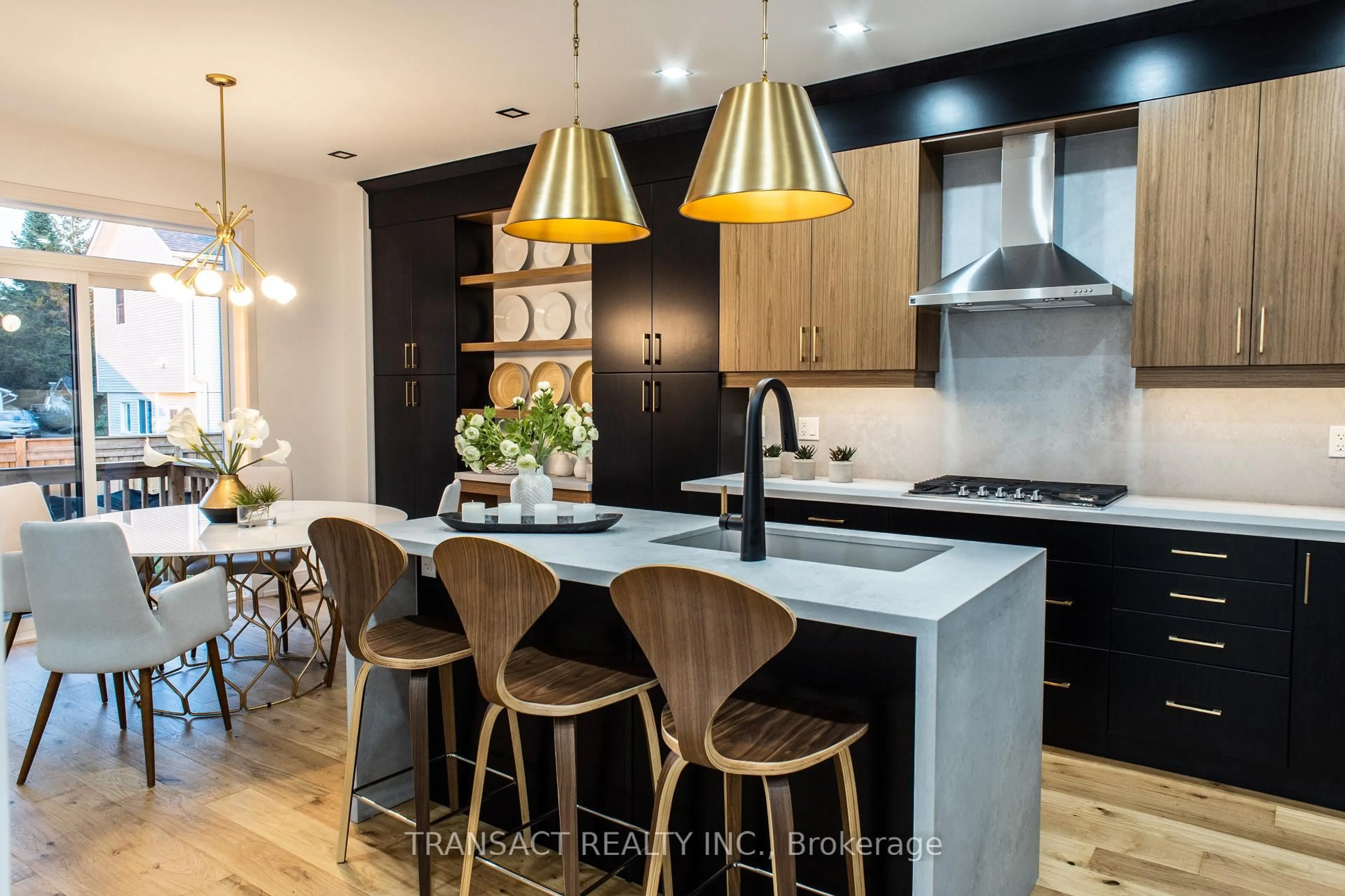 Contemporary kitchen, wood/laminate floor for 5 Wakefield Blvd, Essa Ontario L3W 0L7