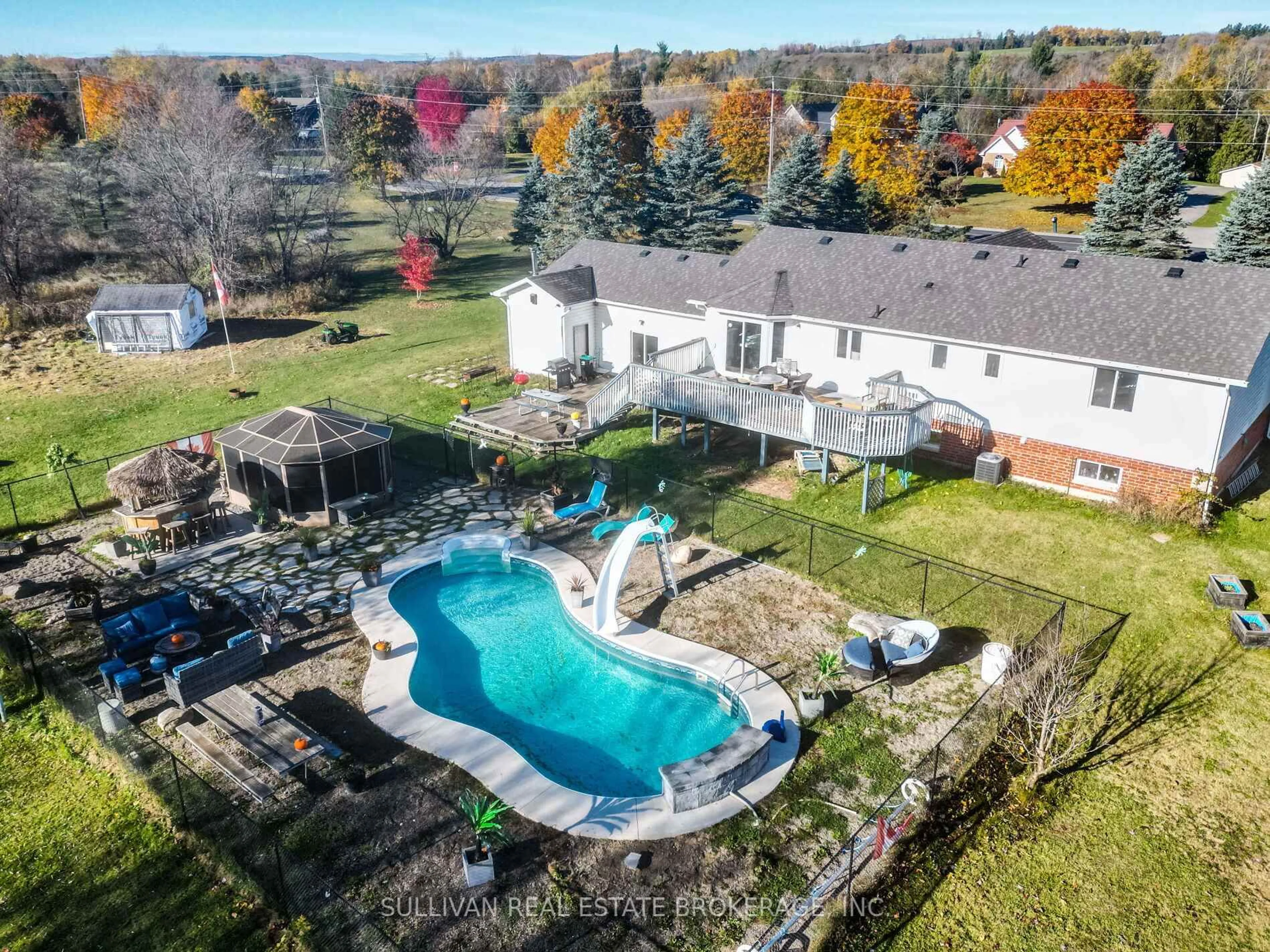 A pic from outside/outdoor area/front of a property/back of a property/a pic from drone, water/lake/river/ocean view for 9353 County Road 1 Rd, Adjala-Tosorontio Ontario L0N 1P0