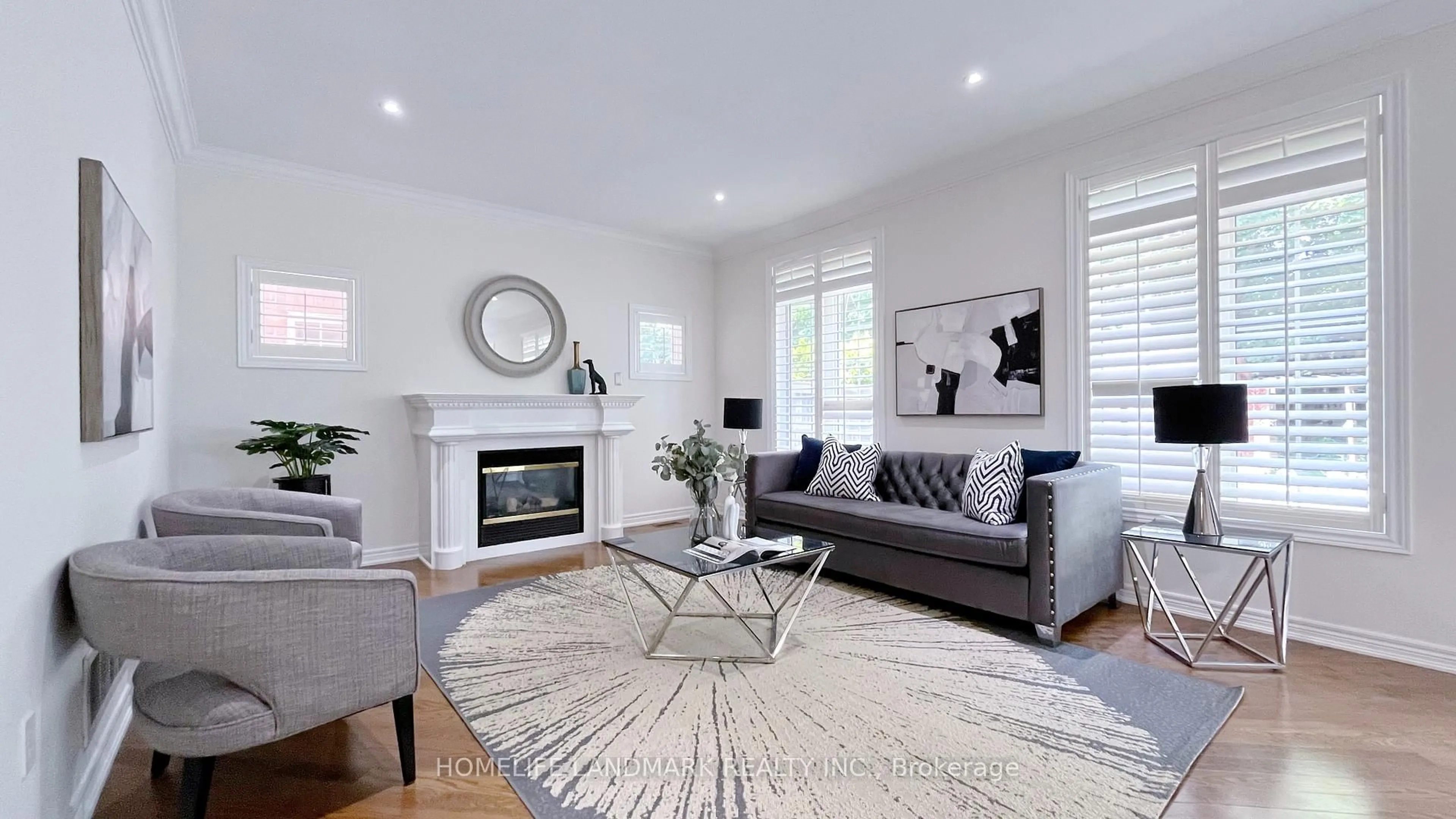 Living room with furniture, wood/laminate floor for 73 Richvalley Cres, Richmond Hill Ontario L4E 4C8