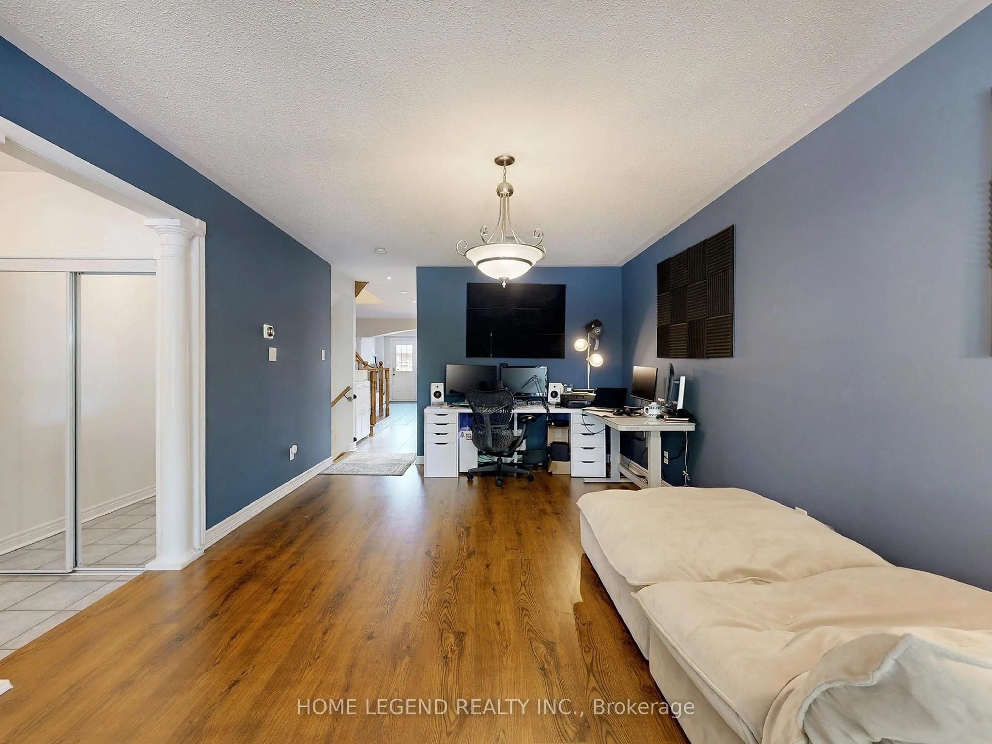 Living room with furniture, wood/laminate floor for 15 Melia Lane, Vaughan Ontario L6A 3K1