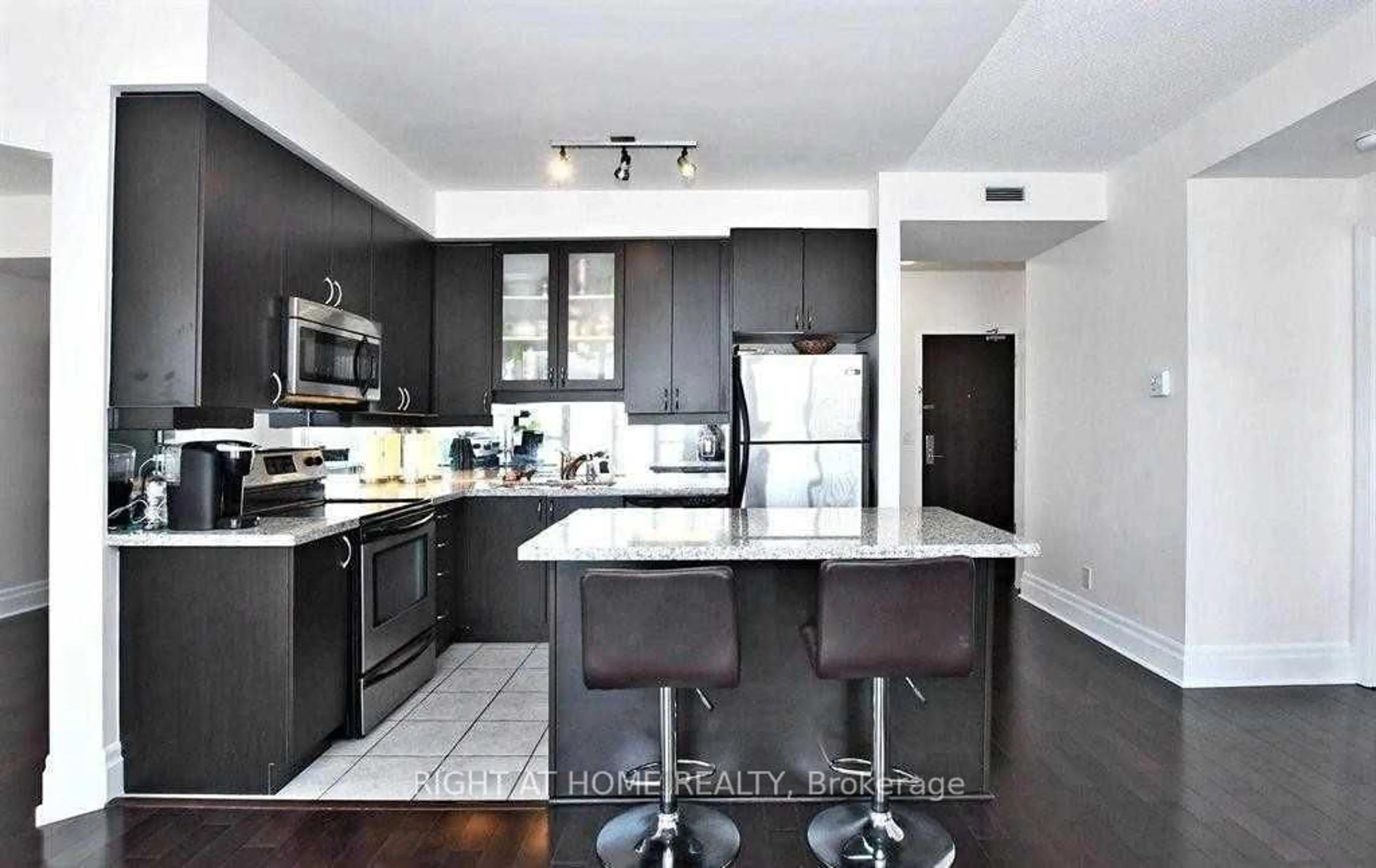 Contemporary kitchen, ceramic/tile floor for 21 Upper Duke Cres #405, Markham Ontario L6G 0B7