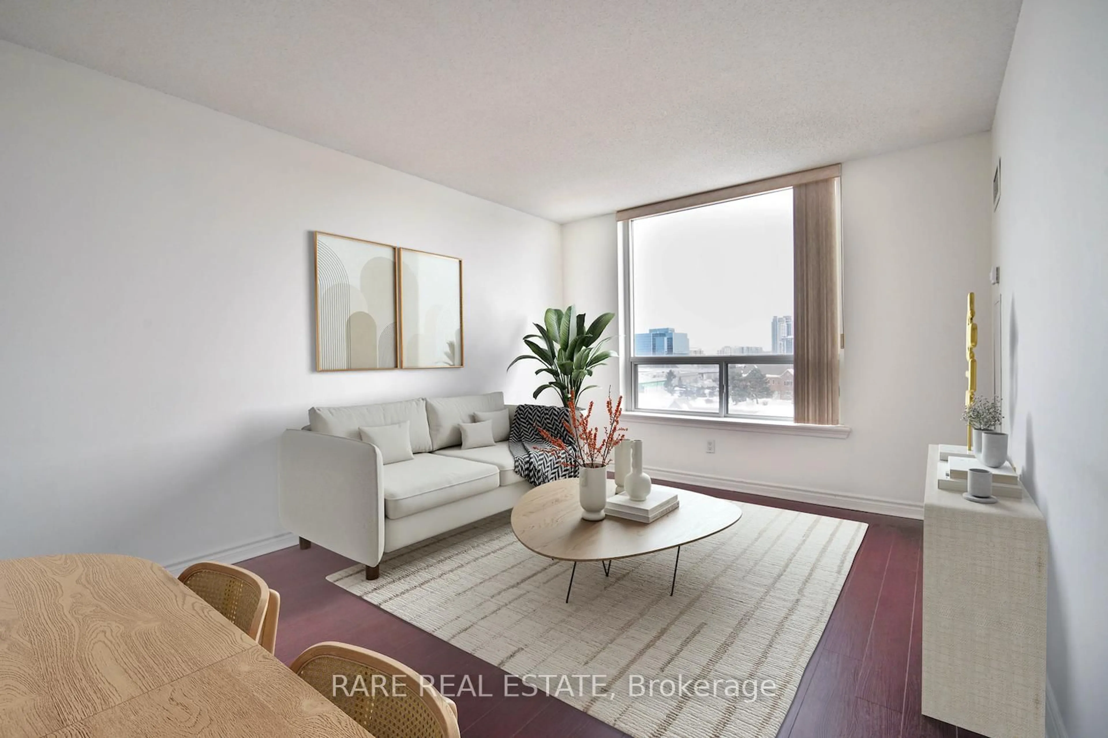 Living room with furniture, wood/laminate floor for 9015 Leslie St #807, Richmond Hill Ontario L4B 4J8