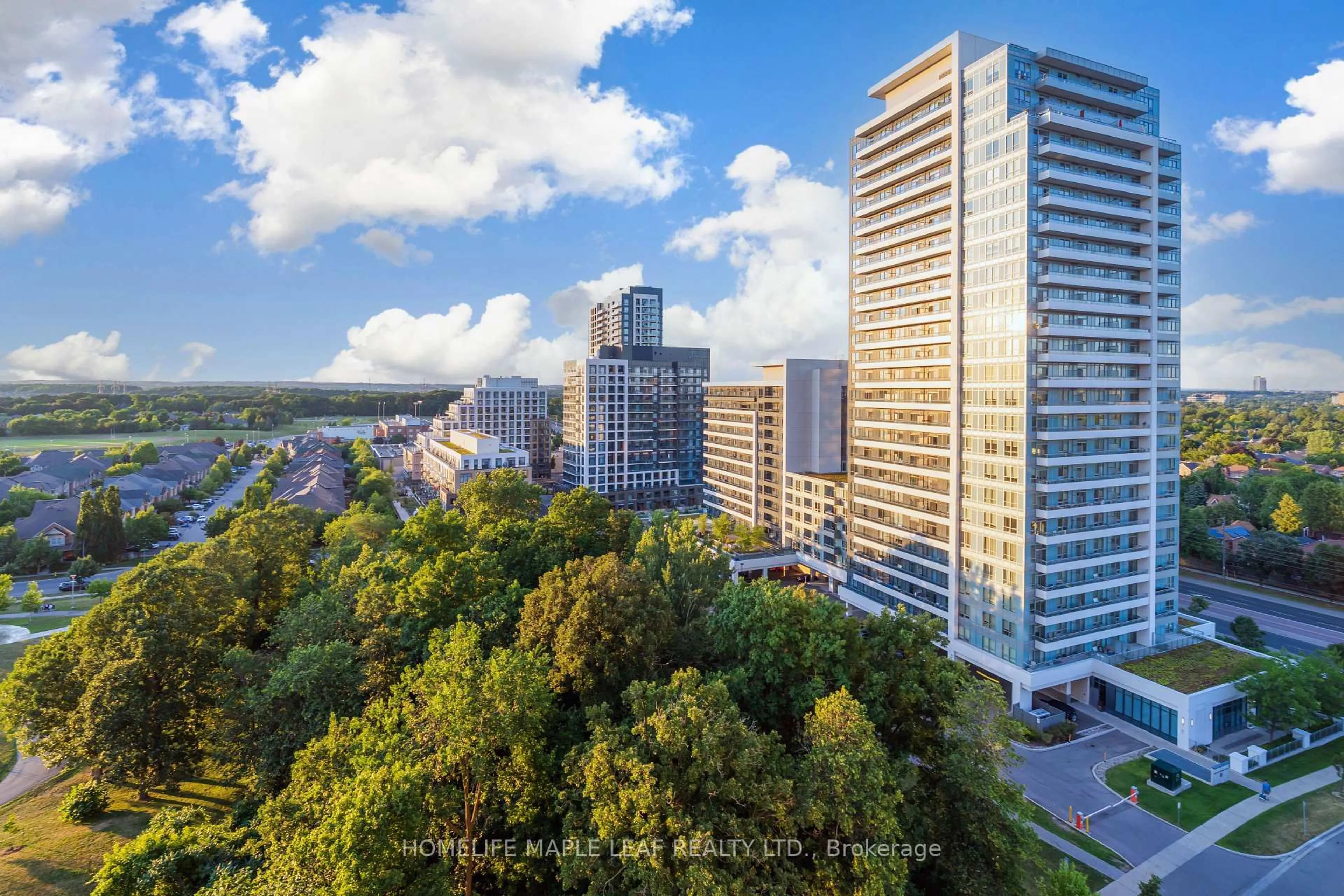 A pic from outside/outdoor area/front of a property/back of a property/a pic from drone, city buildings view from balcony for 7 North Park Rd #1406, Vaughan Ontario L4J 0C9