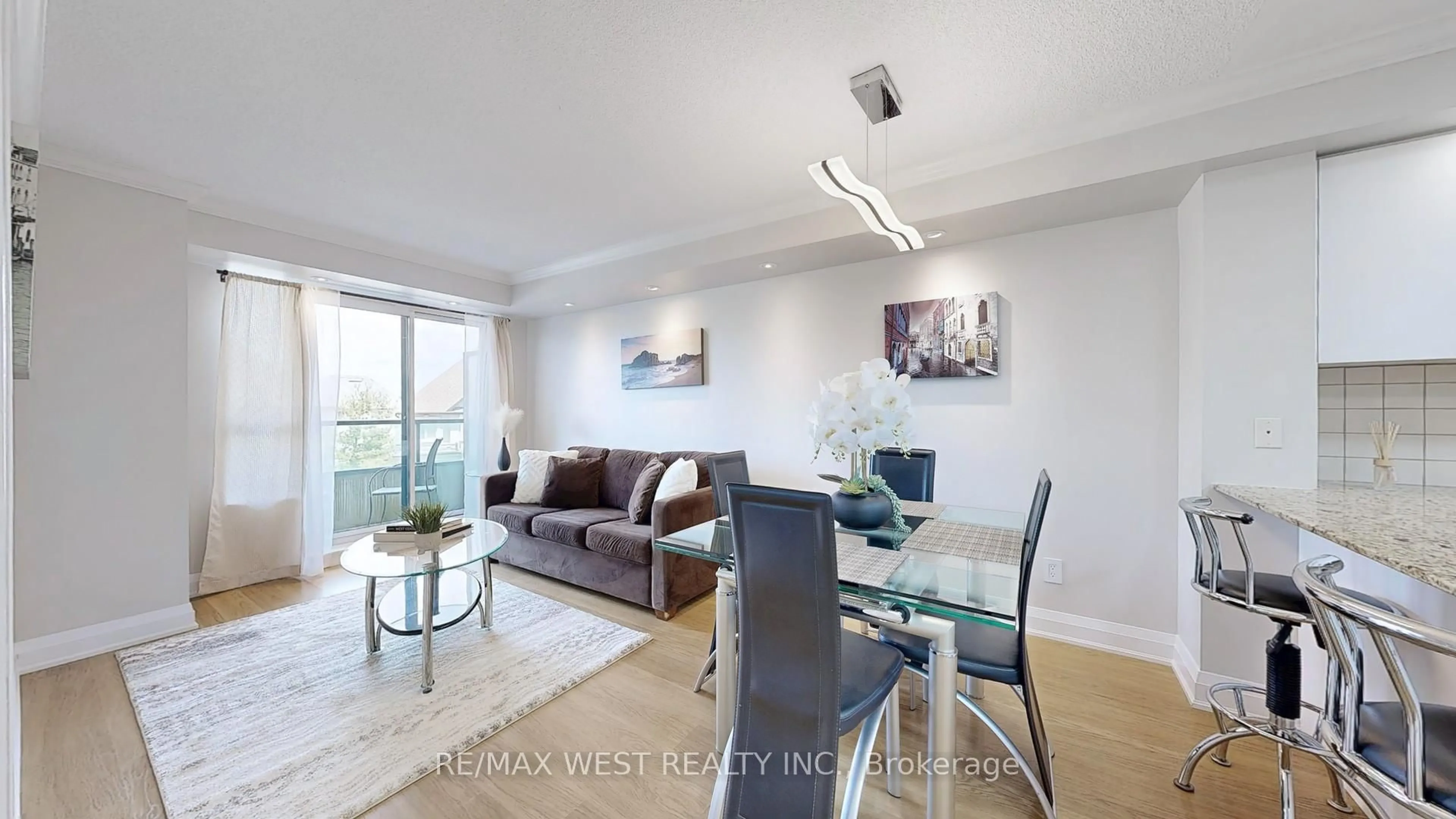 Living room with furniture, wood/laminate floor for 30 North Park Rd #302, Vaughan Ontario L4J 0G6