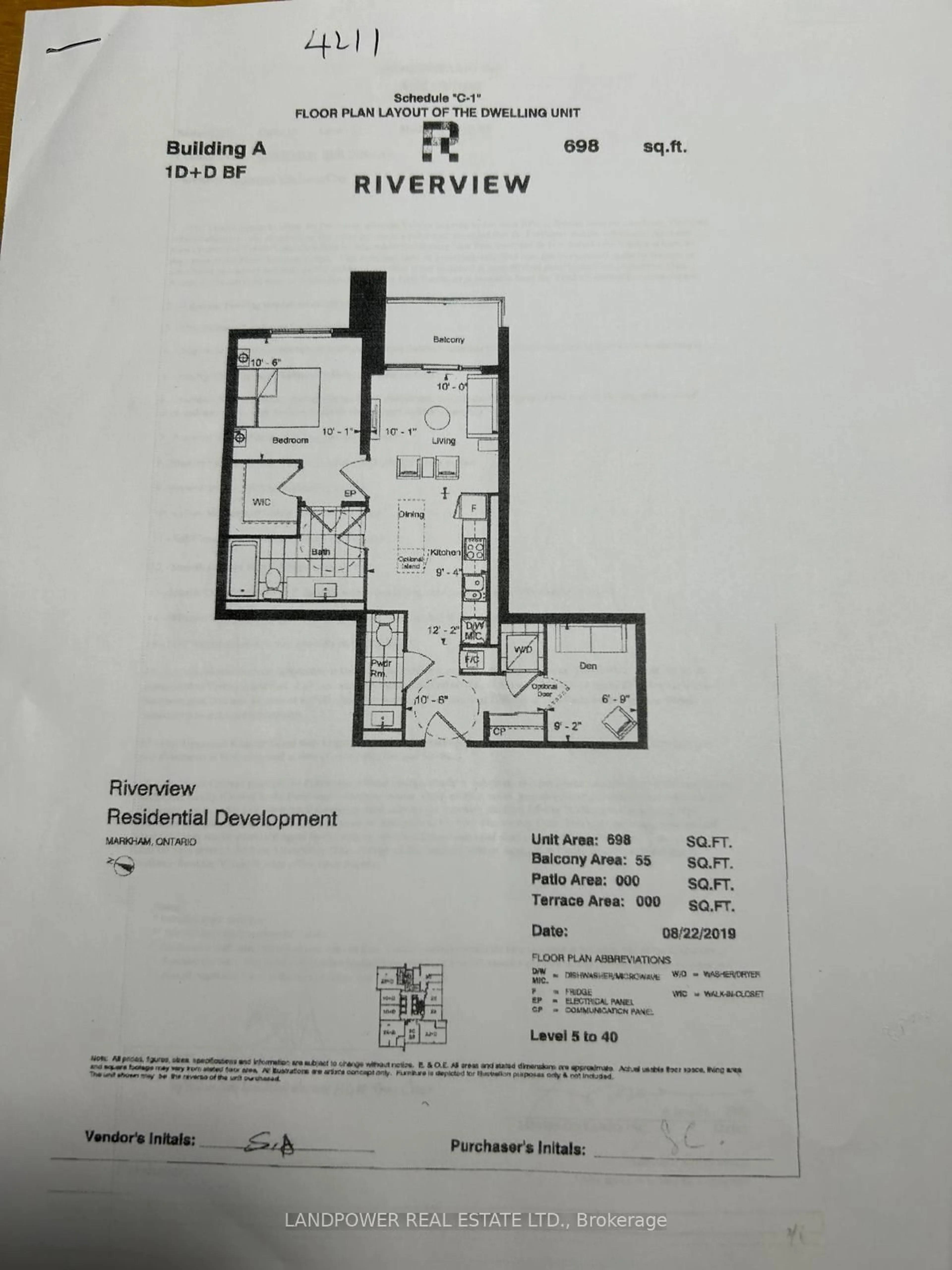 Floor plan for 8 Water Walk Dr #4211, Markham Ontario L3R 6L4