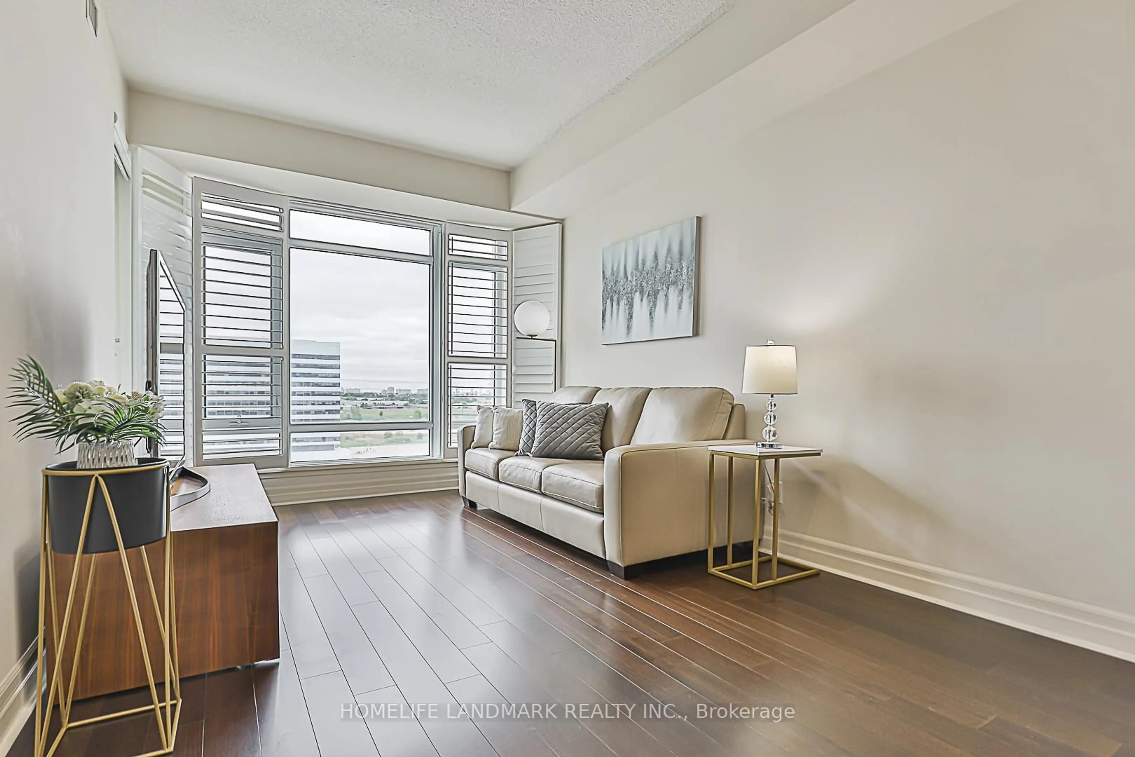 Living room with furniture, wood/laminate floor for 8110 Birchmount Rd #1102, Markham Ontario L6G 0E3