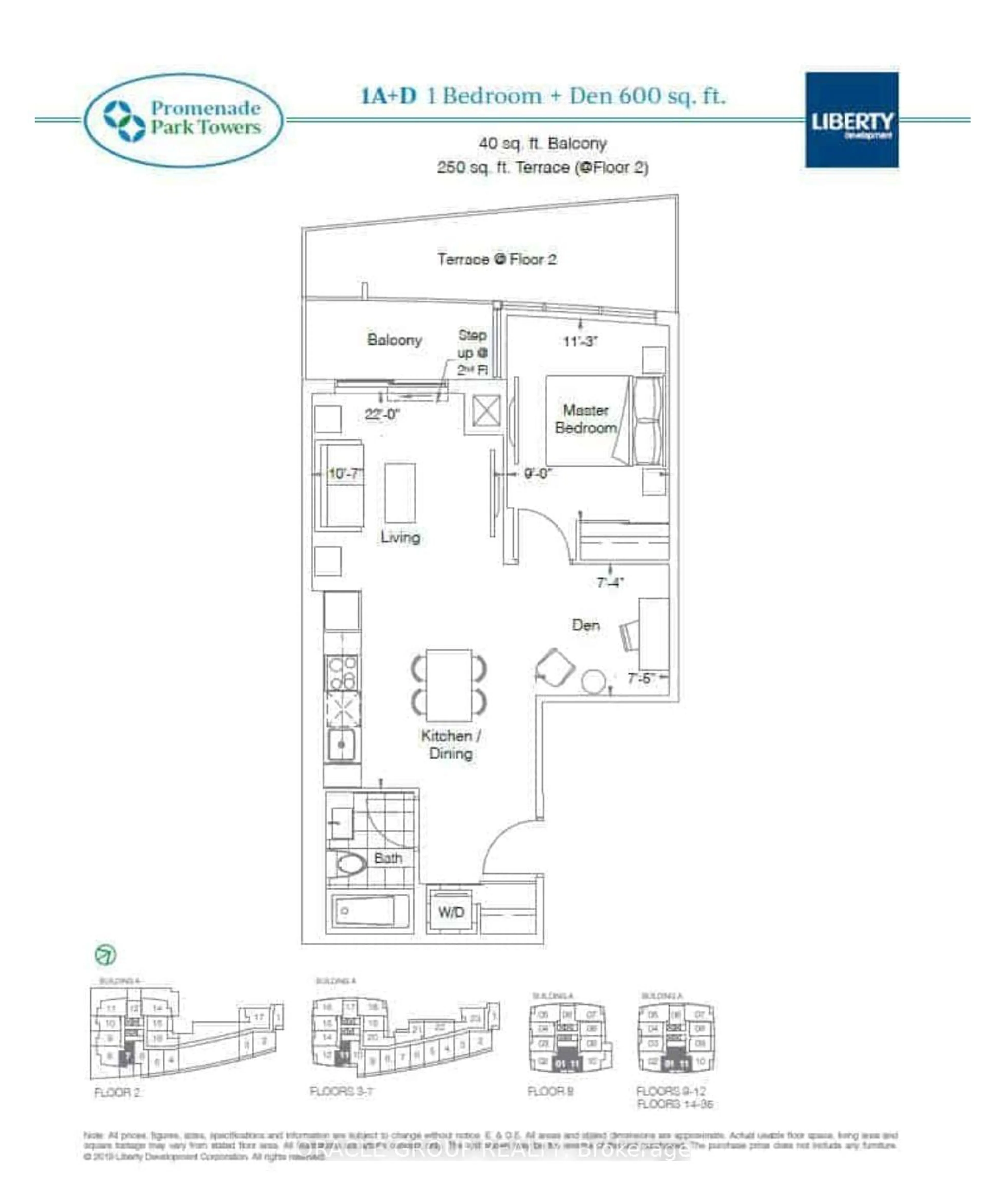 Floor plan for 30 Upper Mall Way #A-2401, Vaughan Ontario L4J 4P8