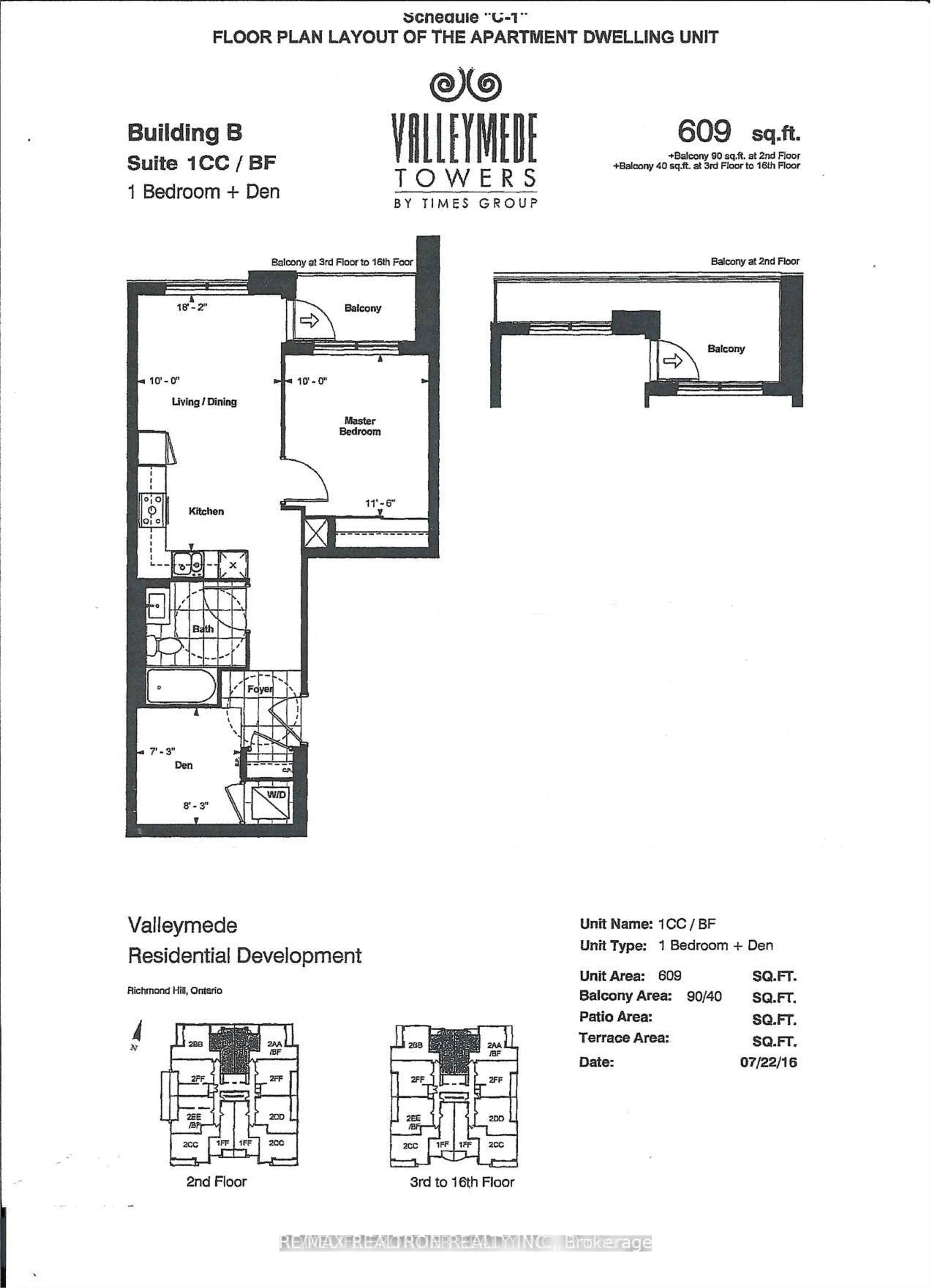 Floor plan for 398 highway 7 Ave #1501, Richmond Hill Ontario L4B 0G6