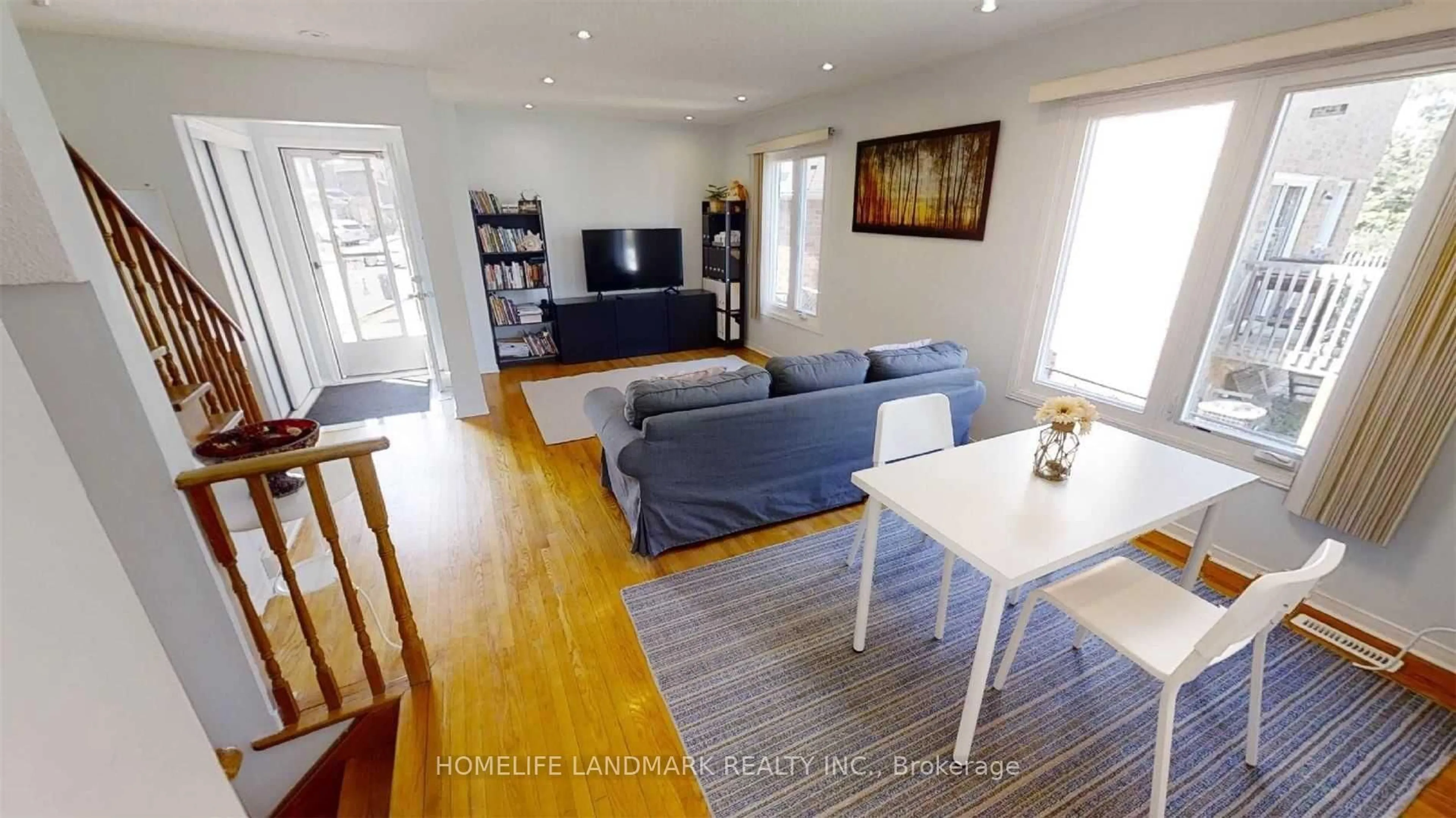 Living room with furniture, wood/laminate floor for 41 Hinda Lane, Vaughan Ontario L4J 6S2