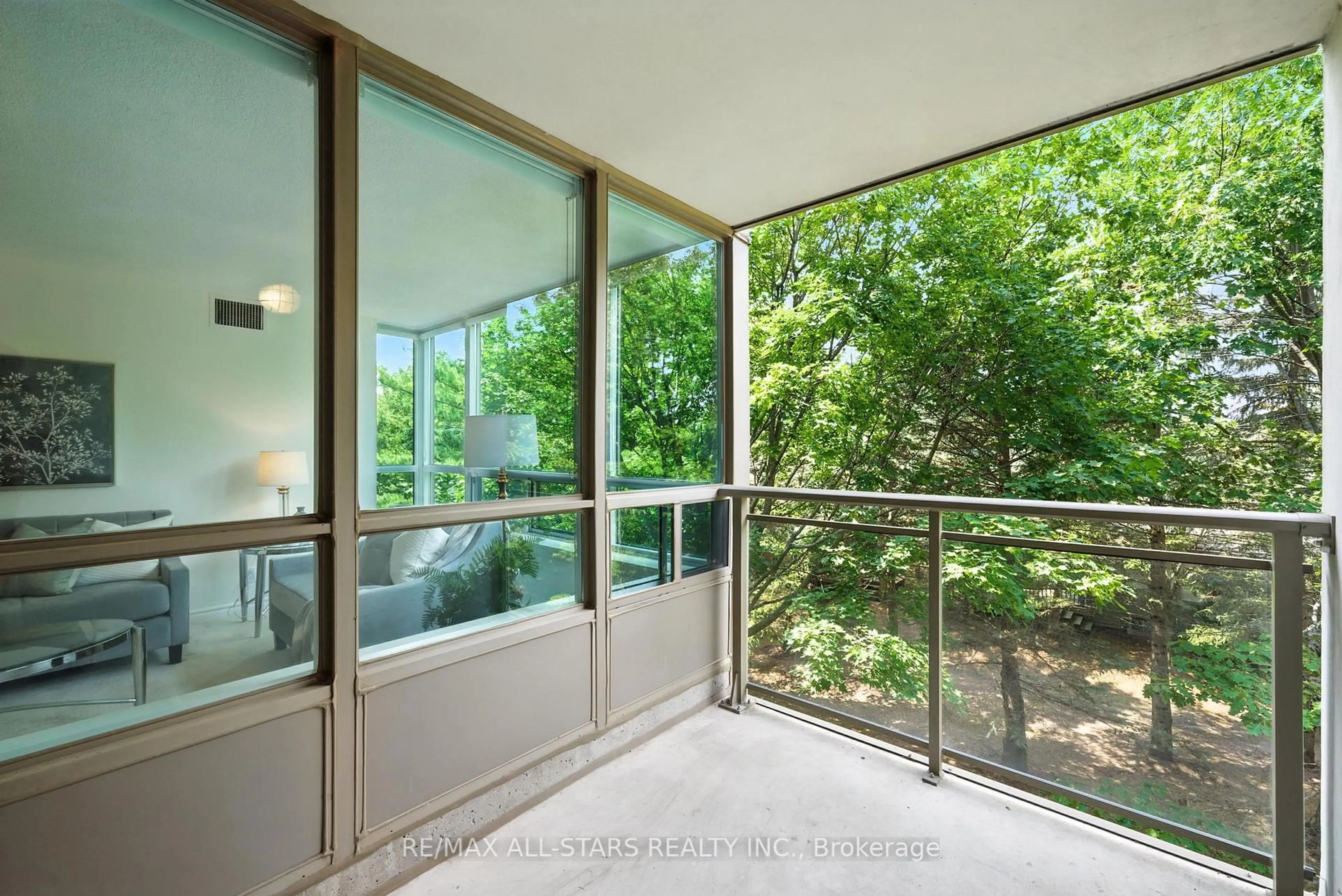 Balcony in the apartment, forest/trees view for 50 The Boardwalk Way #303, Markham Ontario L6E 1B6