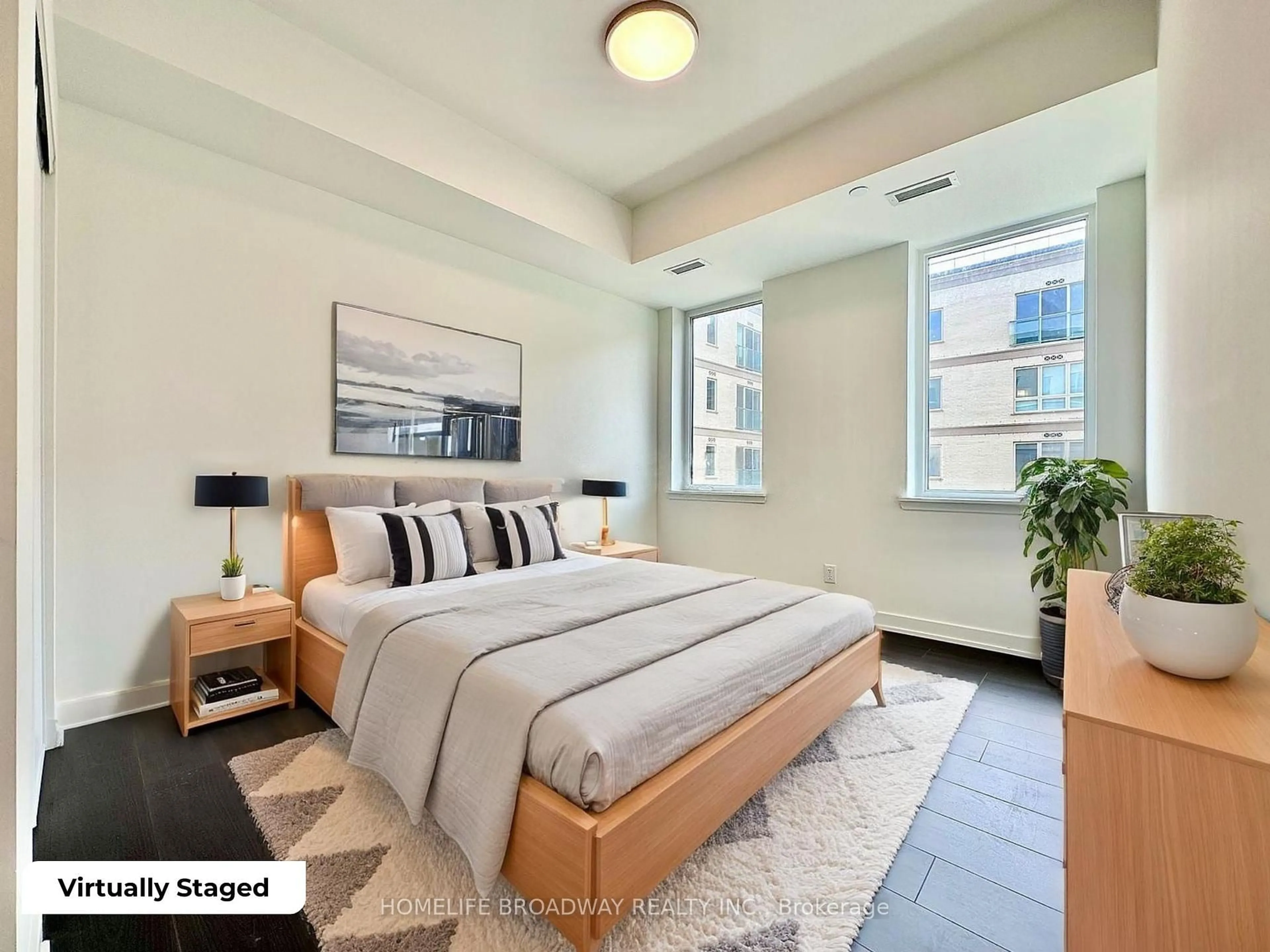 Bedroom with bed, carpet floor for 101 Cathedral High St #204, Markham Ontario L6C 3L8