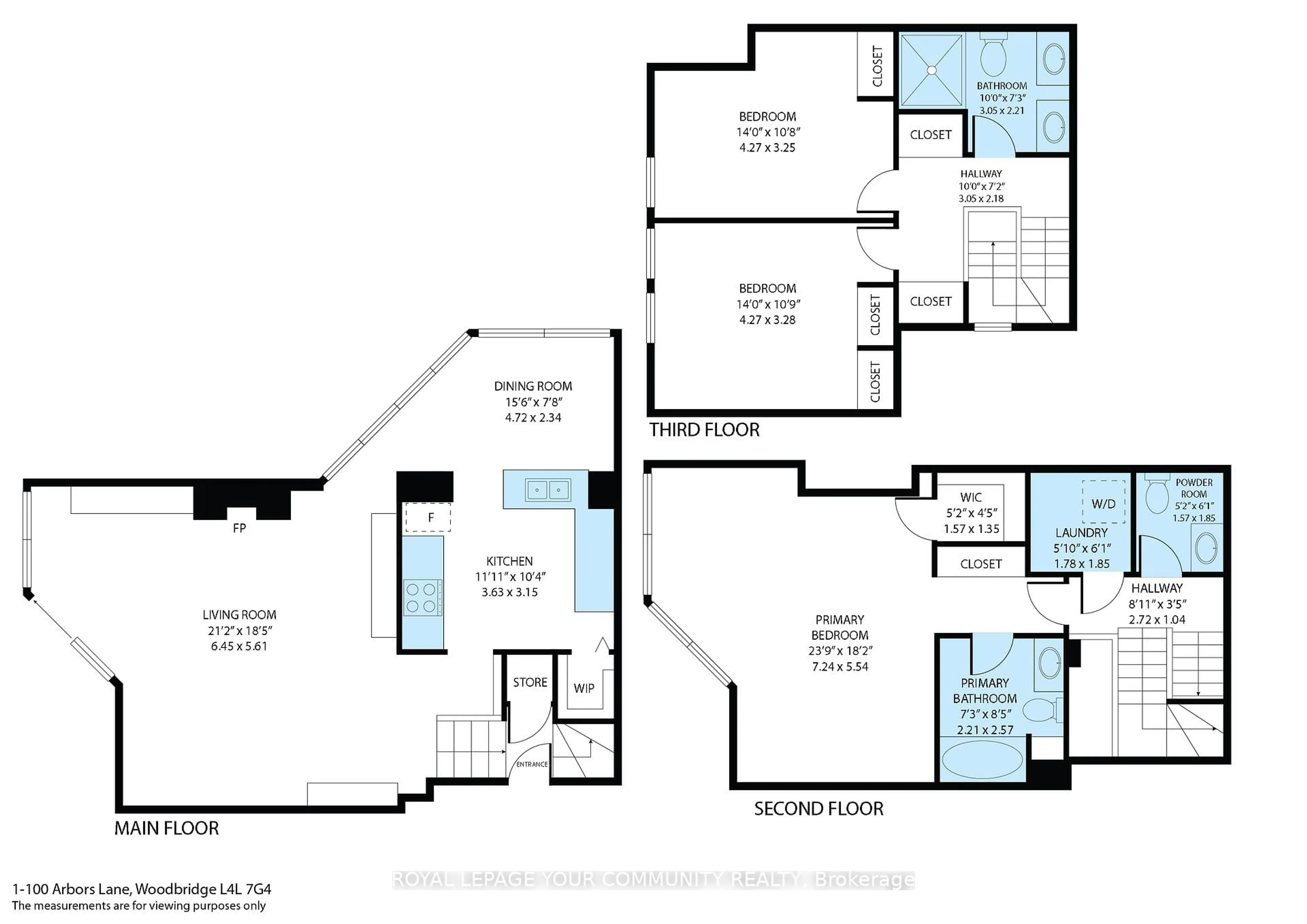 Floor plan for 100 Arbors Lane #TH1, Vaughan Ontario L4L 7G4
