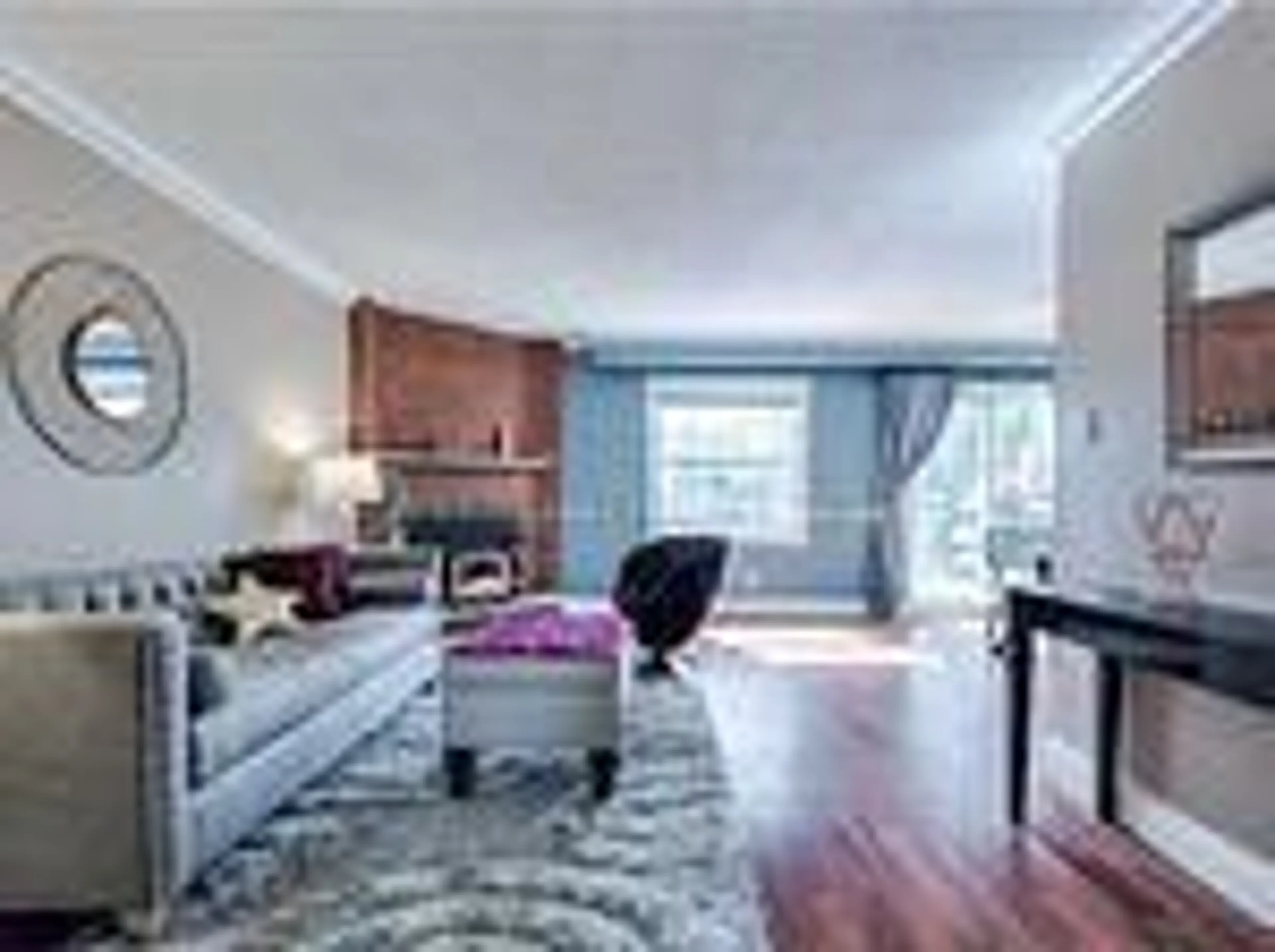 Living room with furniture, wood/laminate floor for 14 Ailsa Dr, Georgina Ontario L4P 3N5